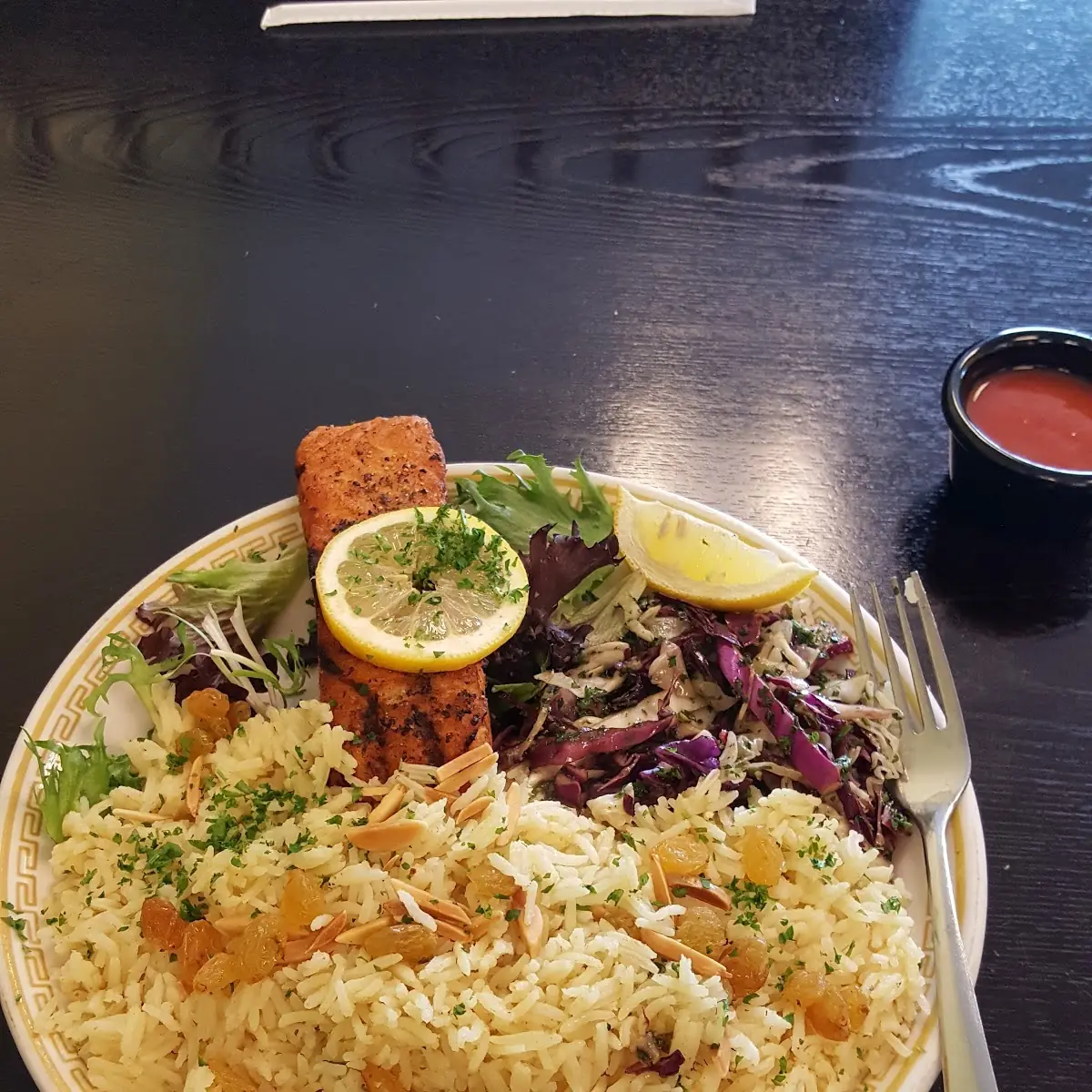 Grilled Salmon with Rice