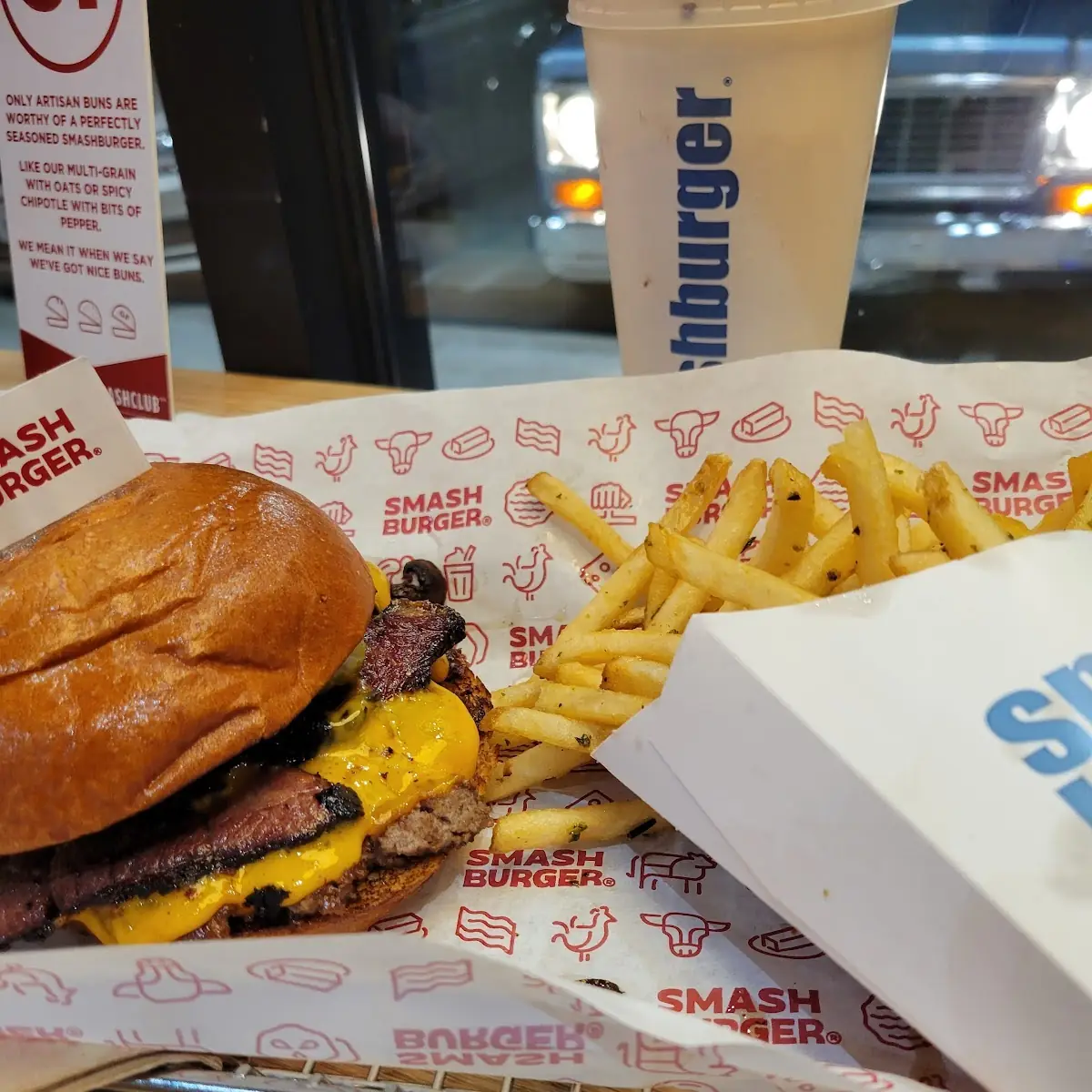 Smoked Bacon Brisket Burger and Fries