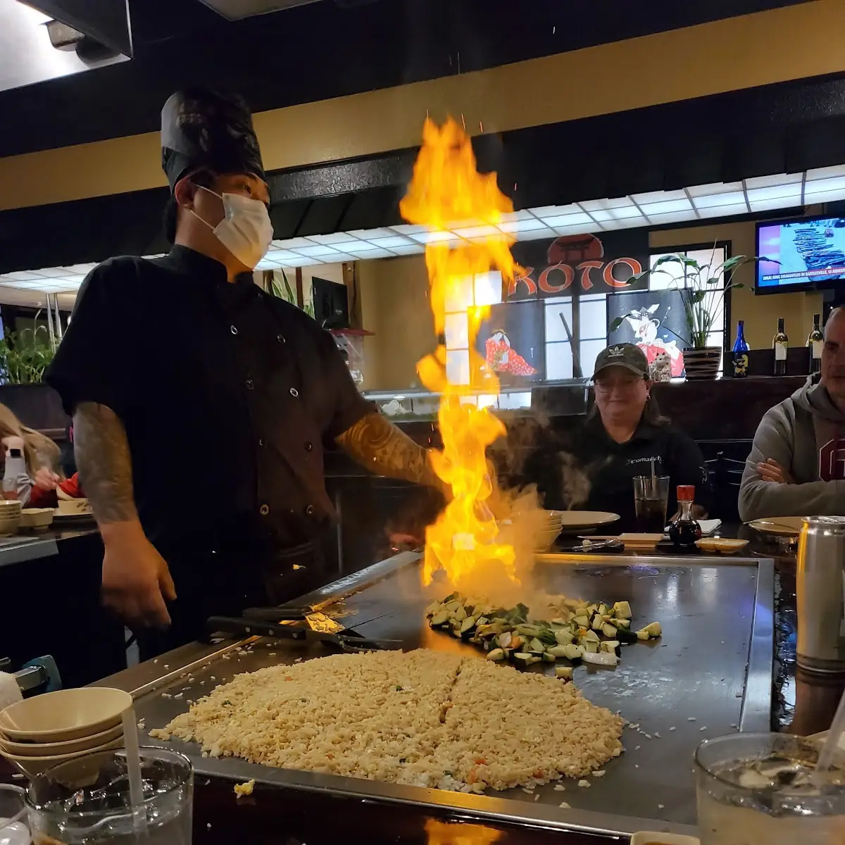 Cooking Fried Rice and Meats