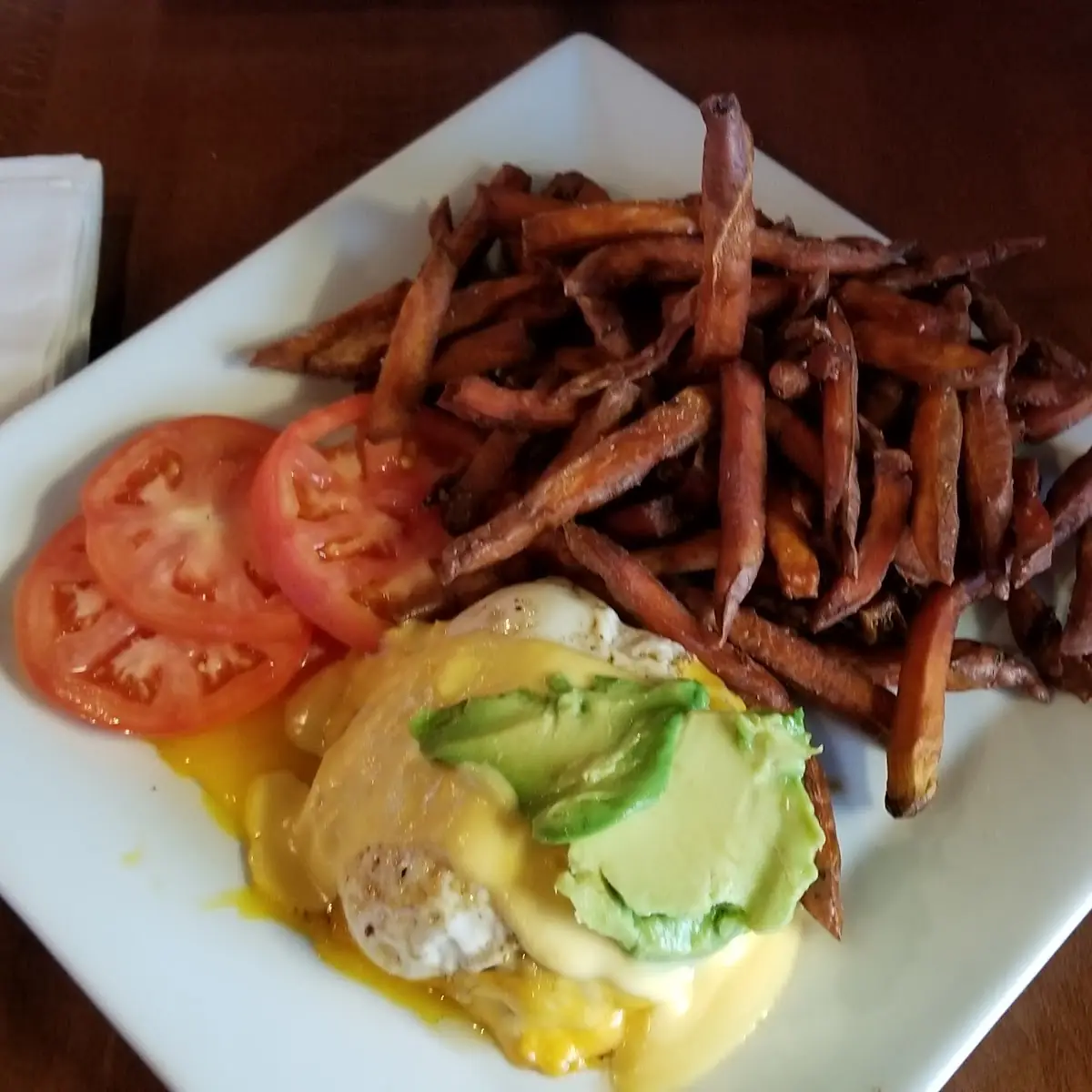 Hangover Burger with Sweet Potato Fries