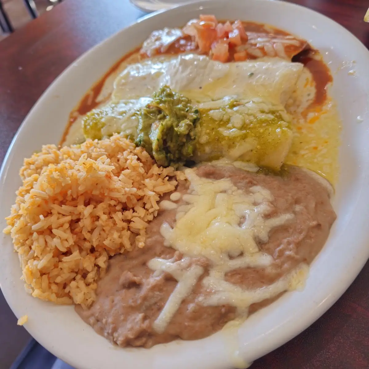 Cheese Enchiladas with Rice and Guacamole