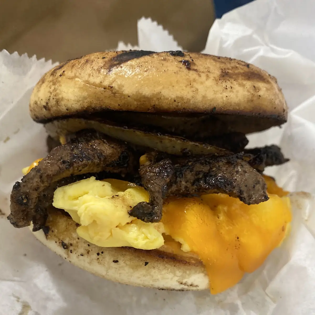 Steak Egg and Cheese Bagels