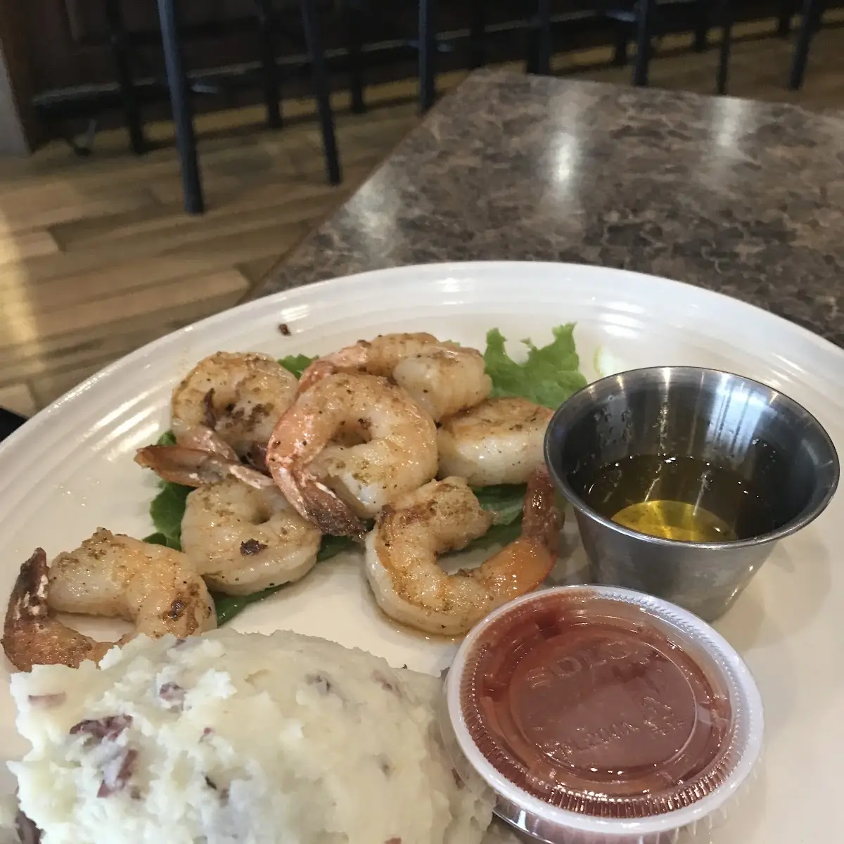 Grilling Shrimp w Garlic Mashed Potatoes