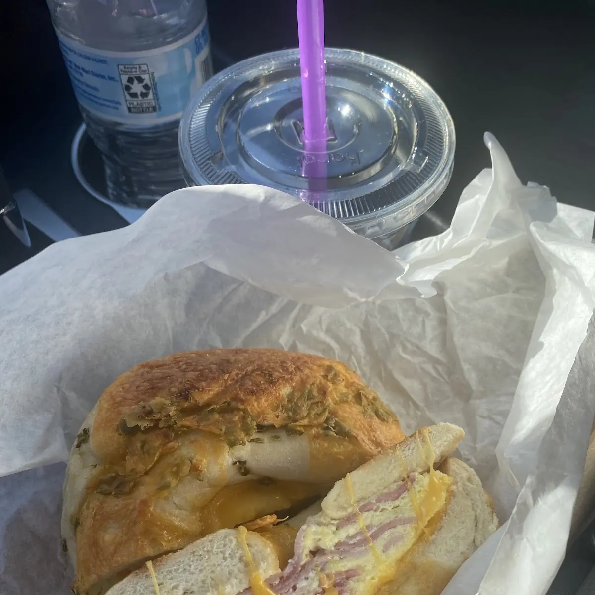 Bagel with Ham Egg and Cheese