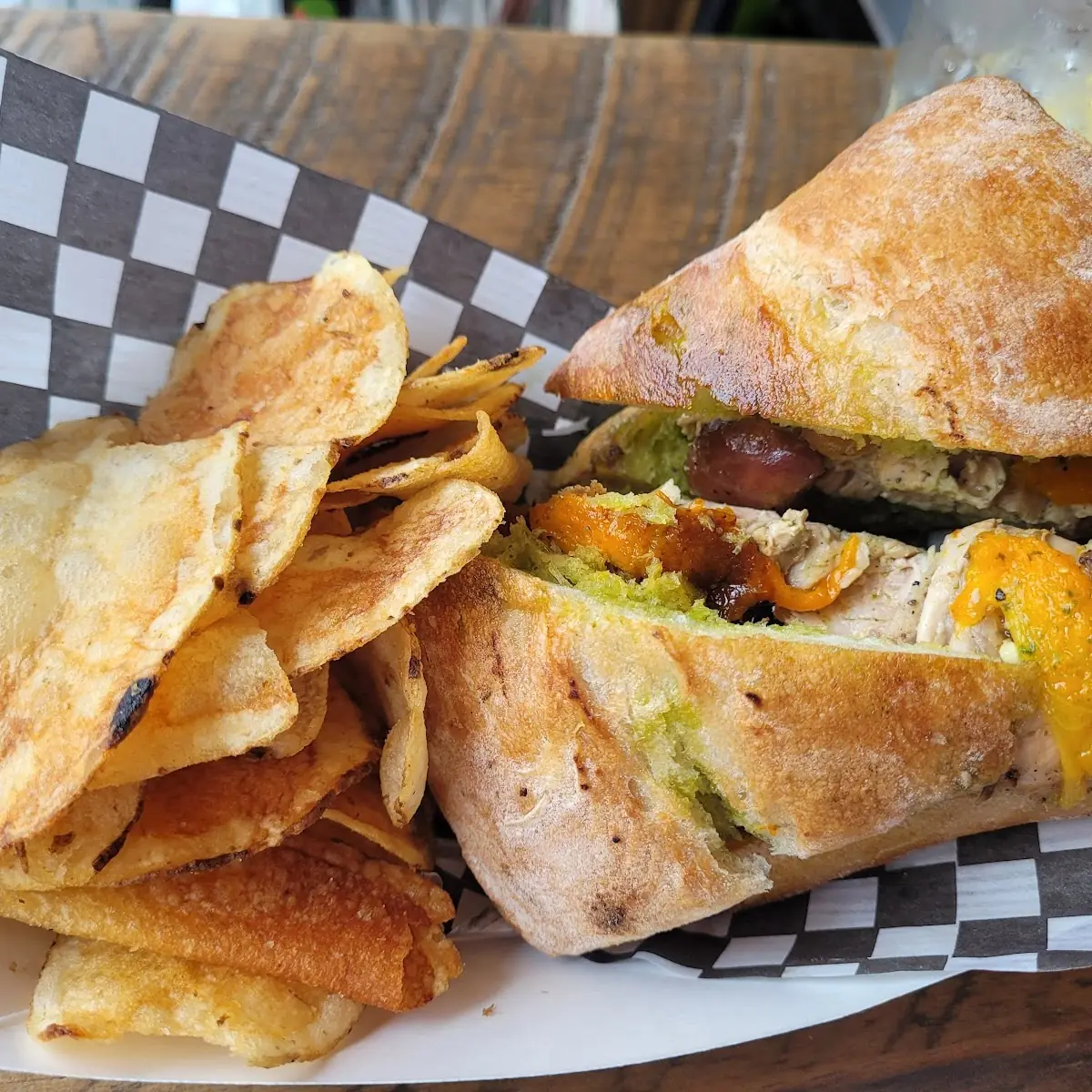 Grilled Chicken Thigh Sandwich, Char And Chowder