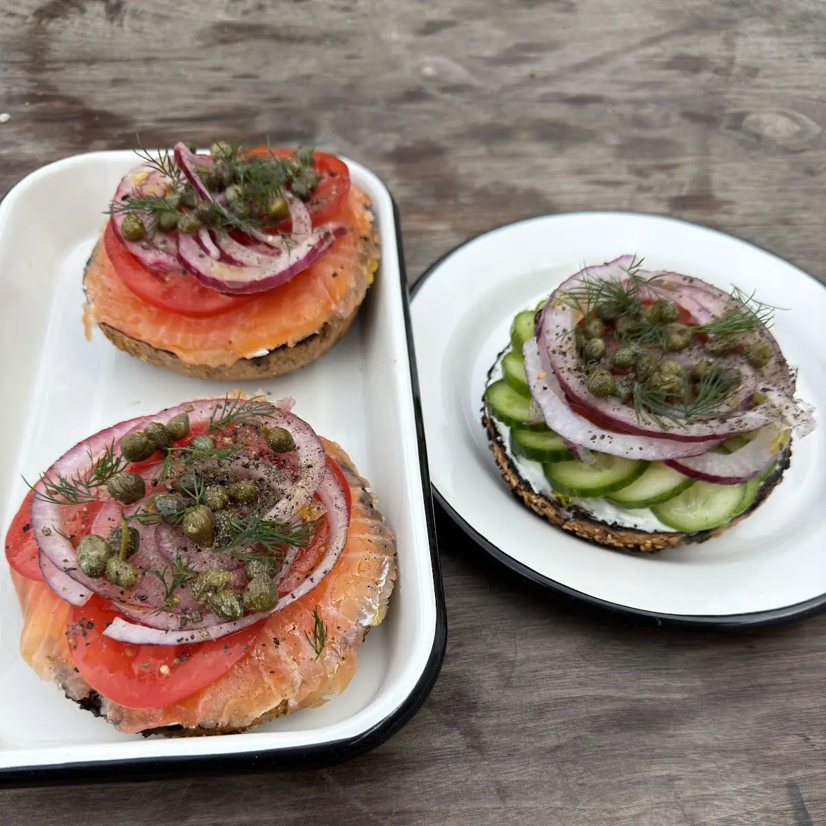 Tuna Salad and Salmon Bagels