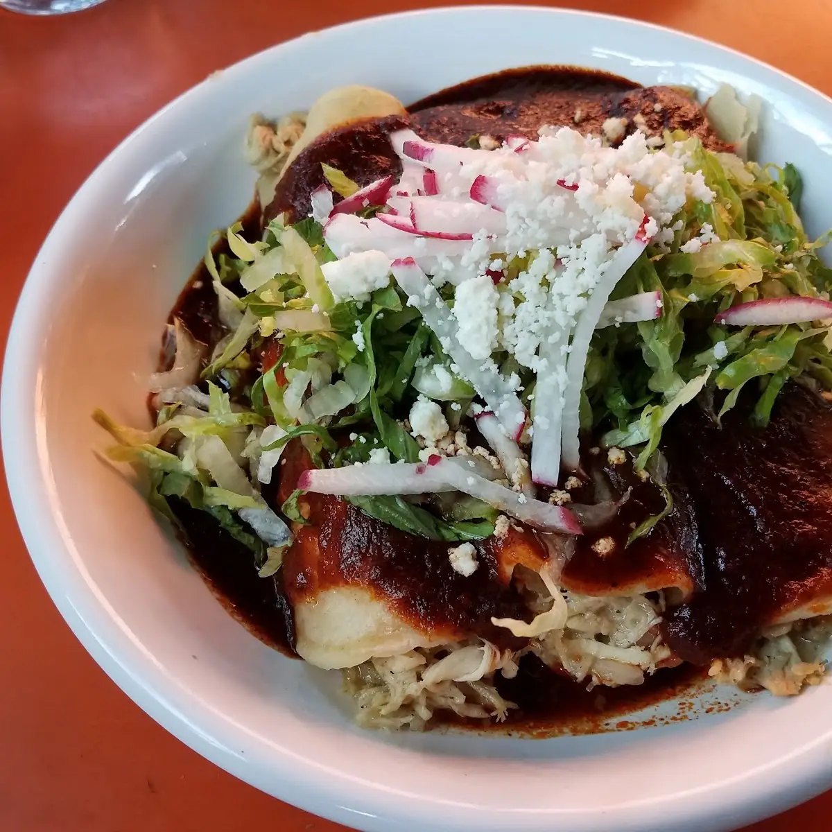 Chicken Enchiladas w Abuelita Sauce