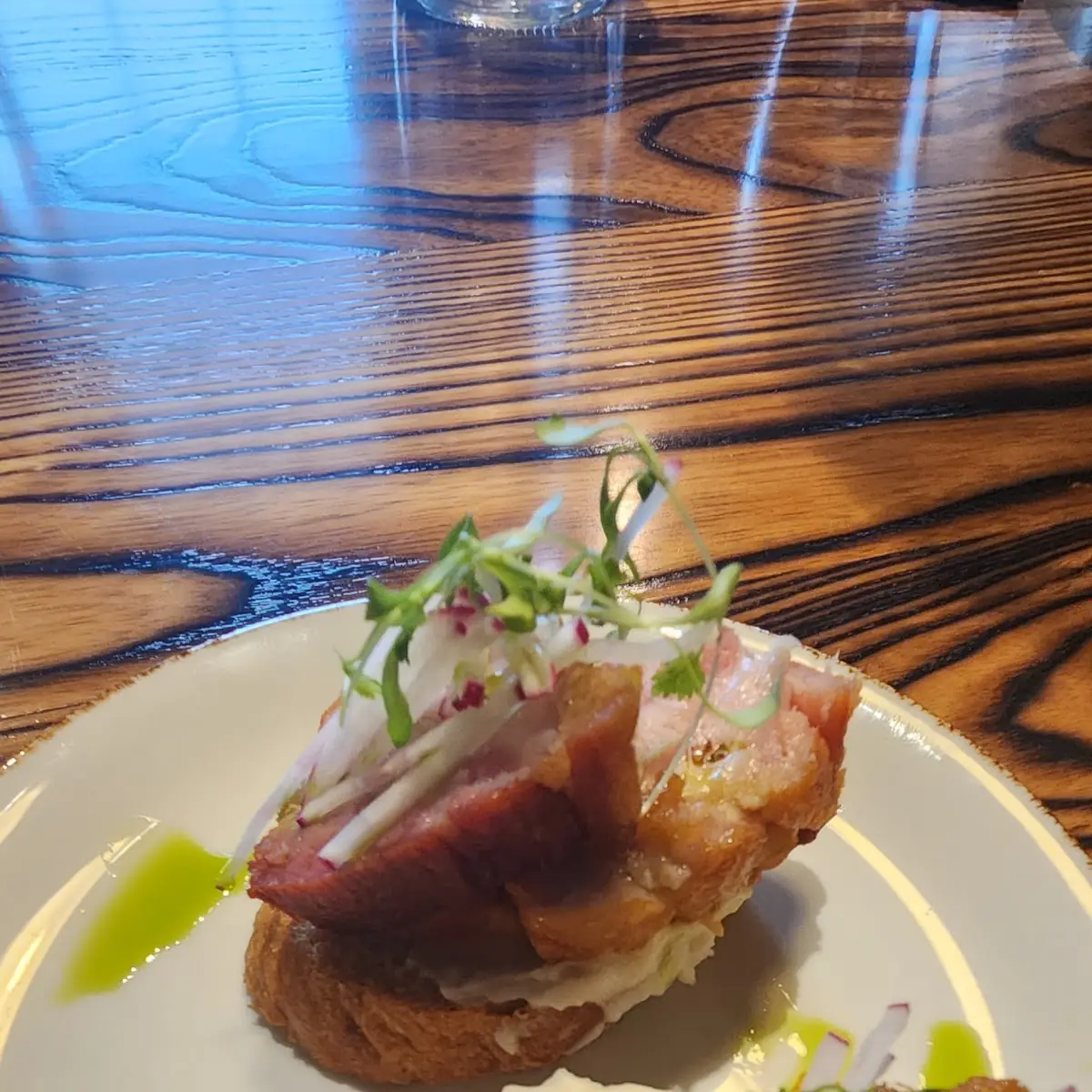 Crispy Pork Belly Bruschetta