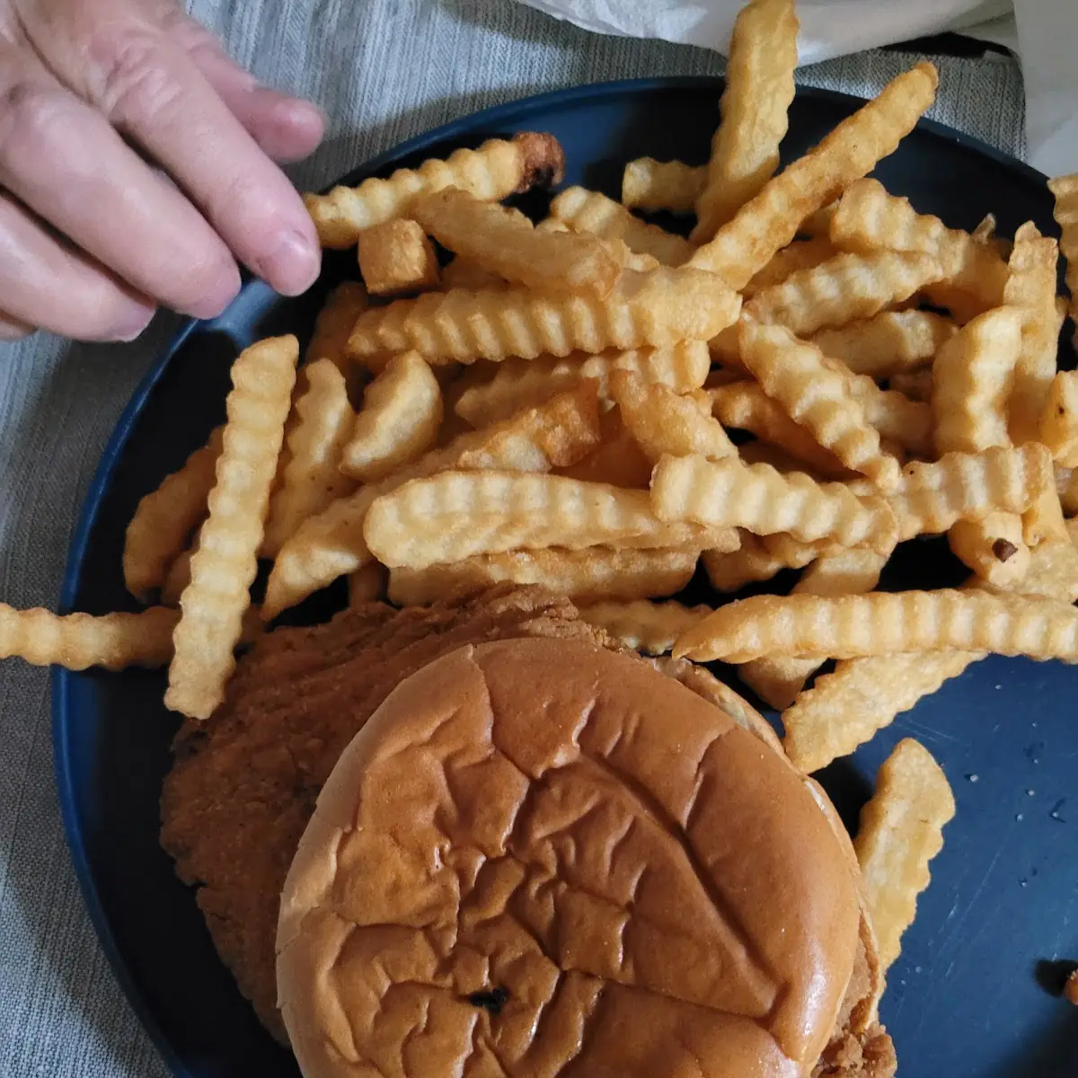 Chicken Sandwich and Crinkle Cut Fries
