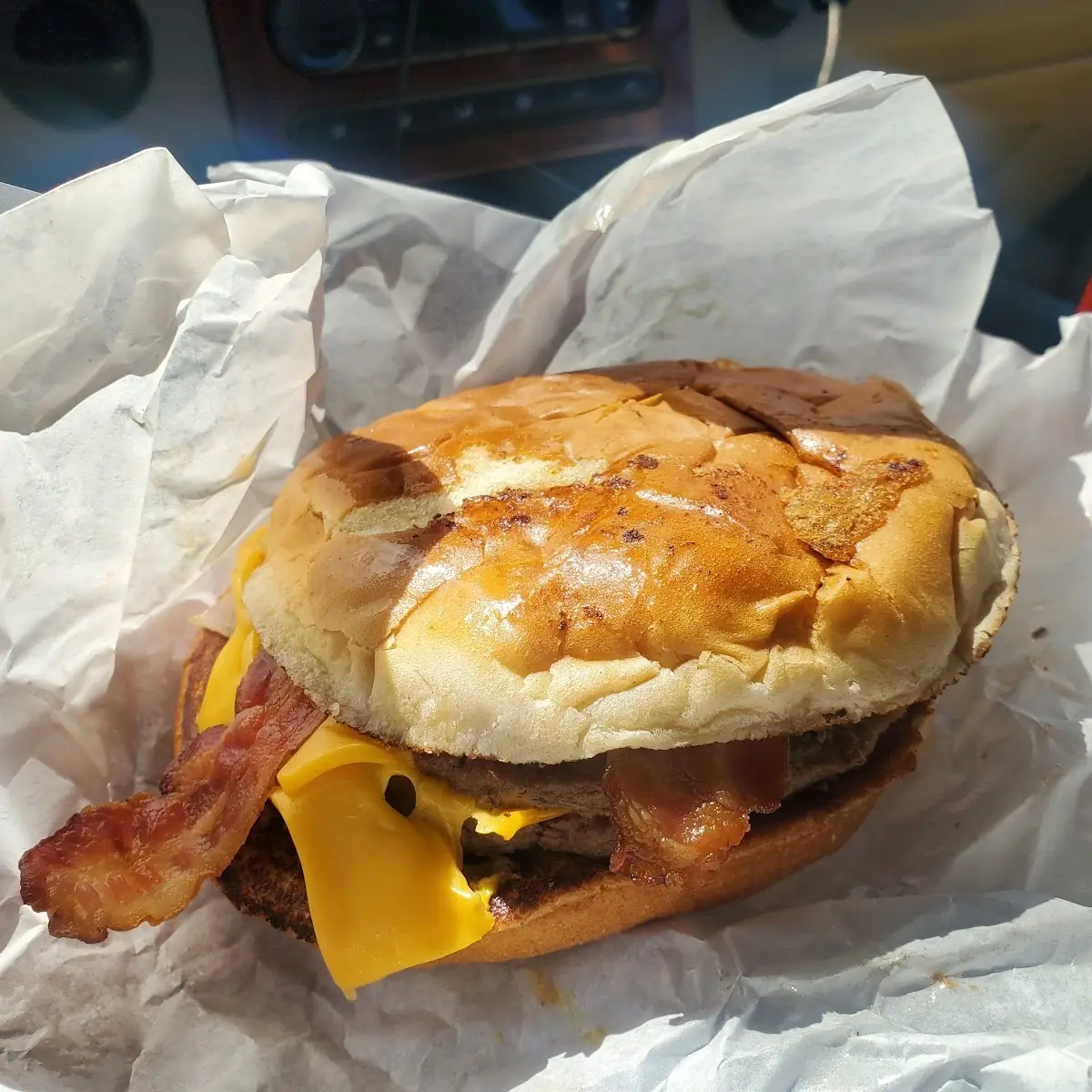 Working Man Hamburger with Cheese and Grilled Onions