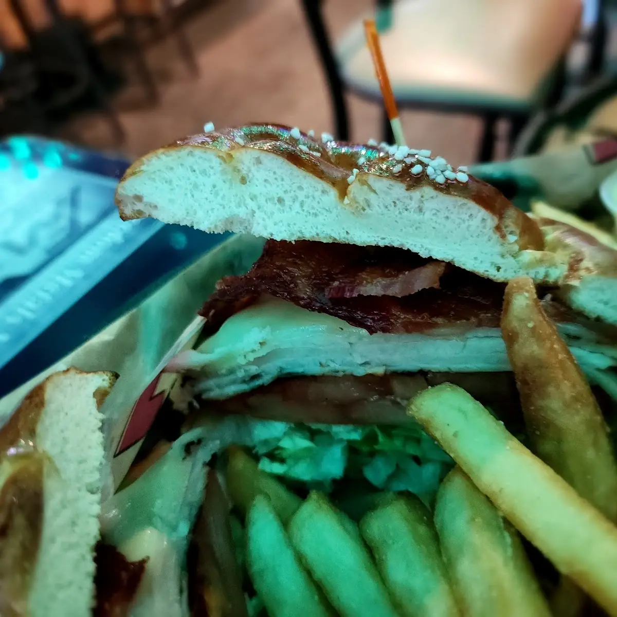 Turkey Bacon Swiss Pretzel Sandwich