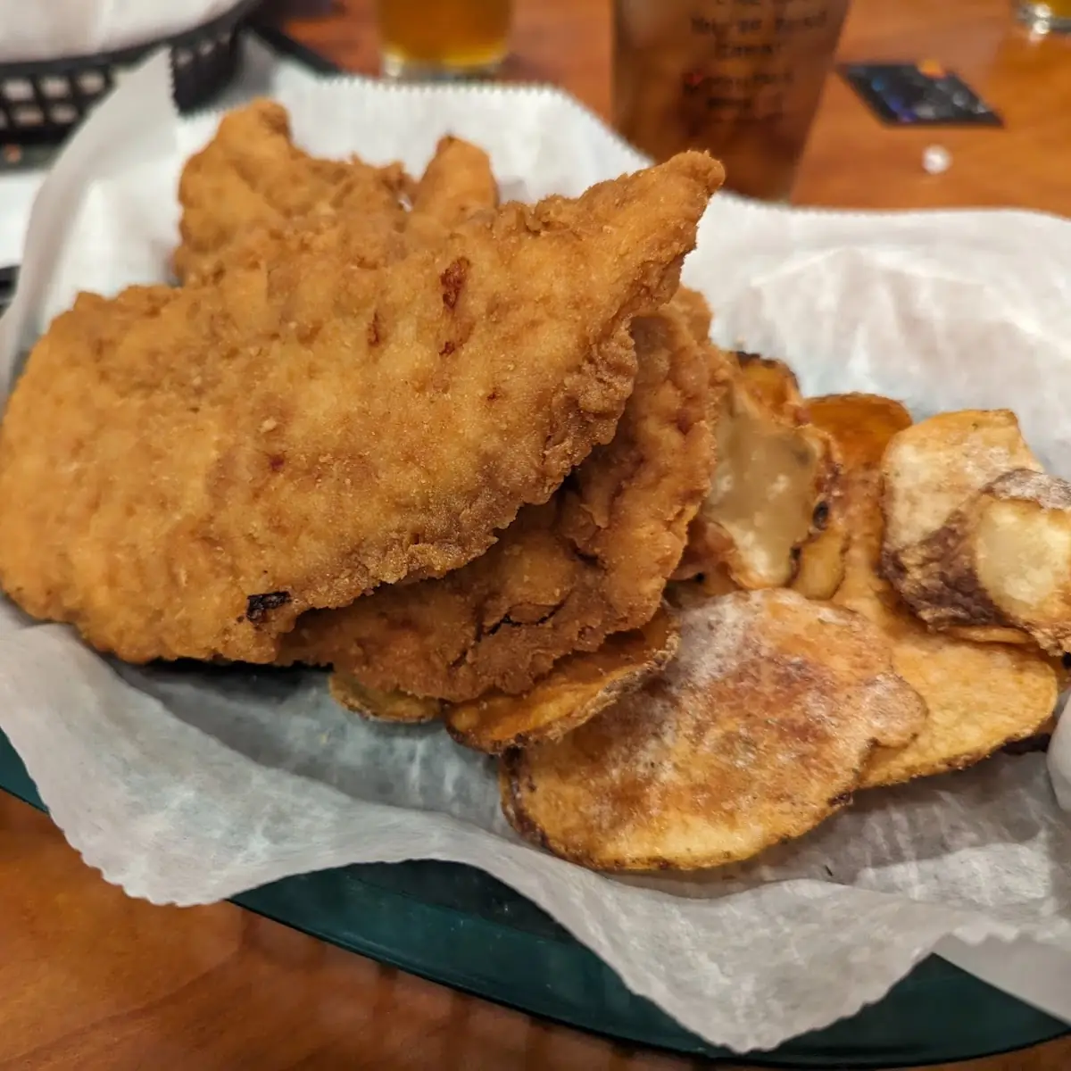 Chicken Strips and Fried Potato Chips