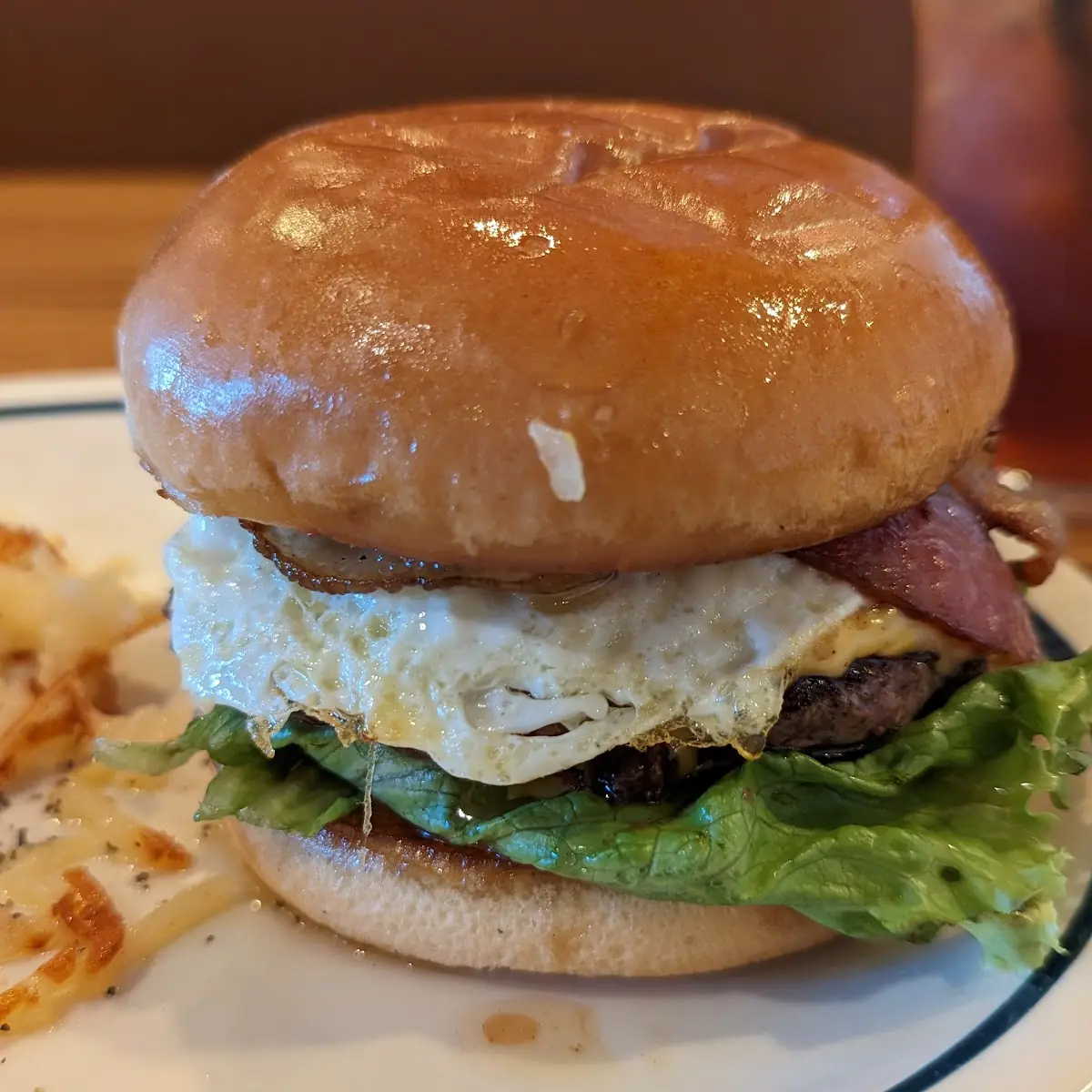 Bourbon Bacon Burger w Egg