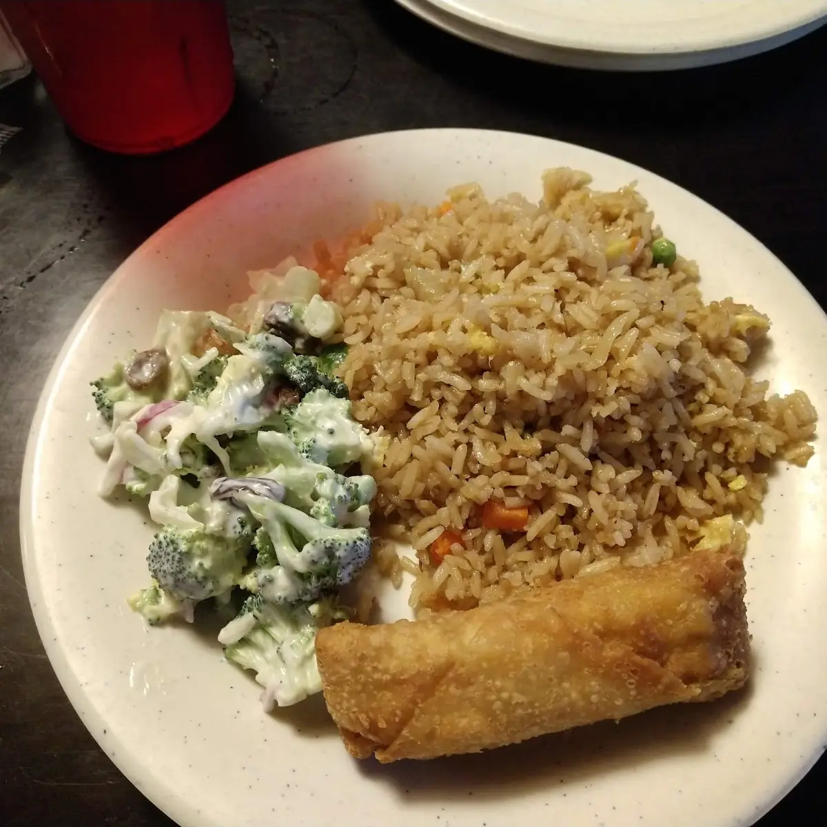 Broccoli Salad and Eggroll