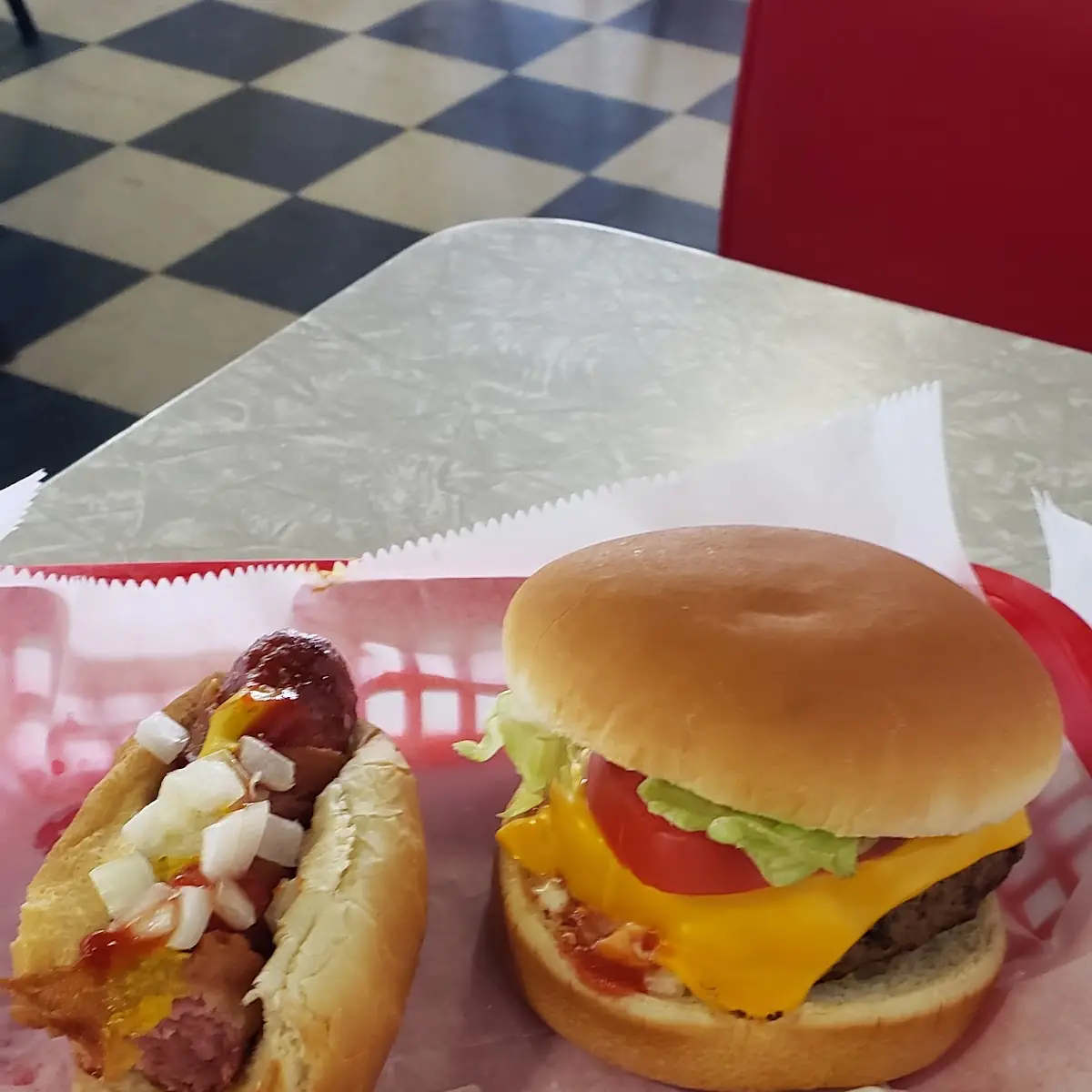 Jumbo Hot Dog and 1 4 lb Cheeseburger