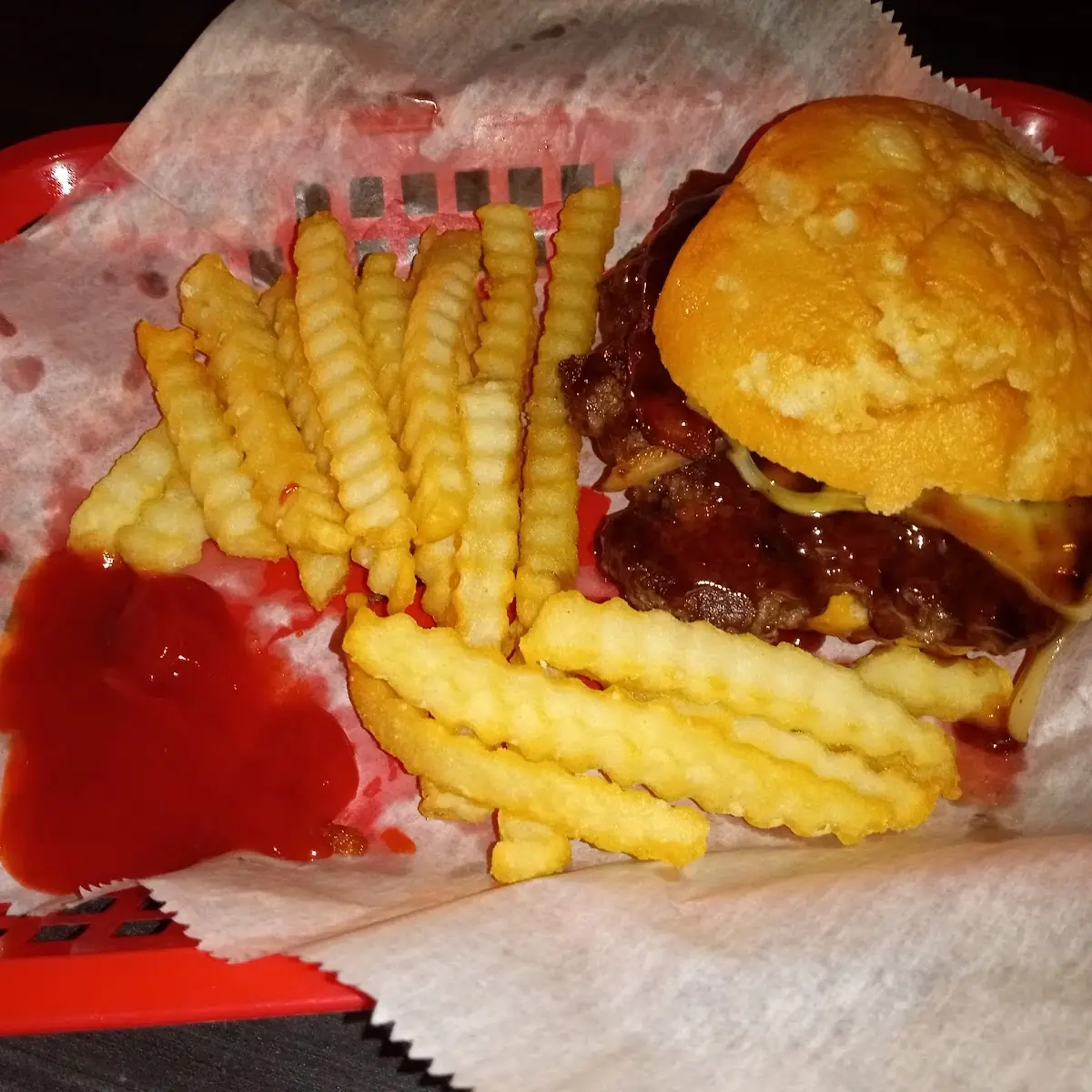 Bourbon Bacon Burger with Fries