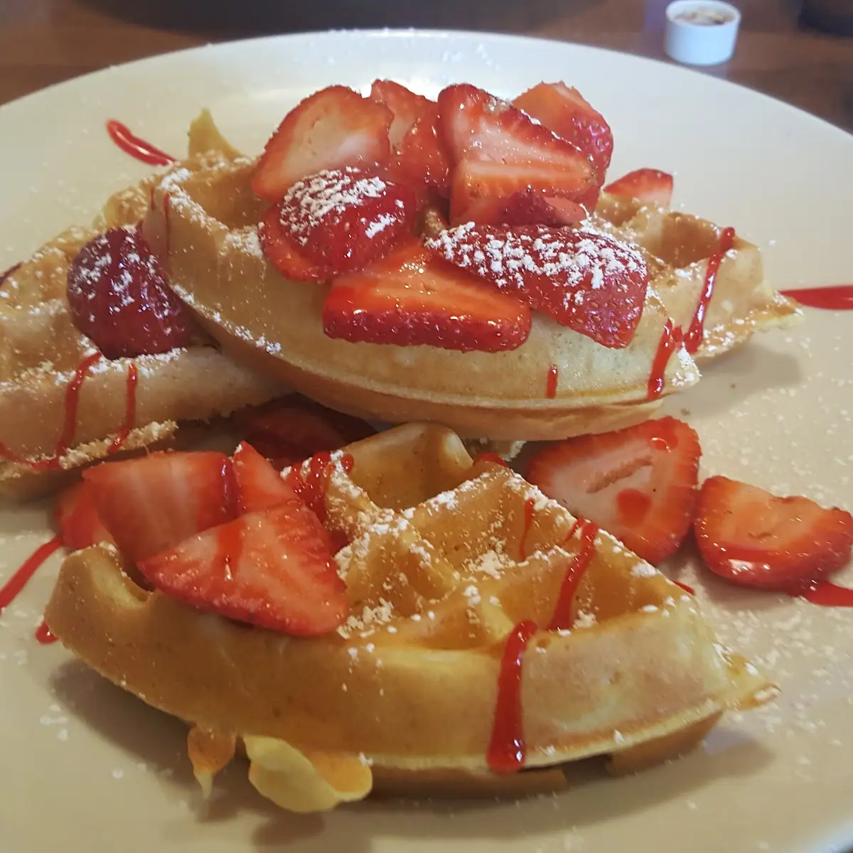 Belgian Waffle with Fresh Strawberries