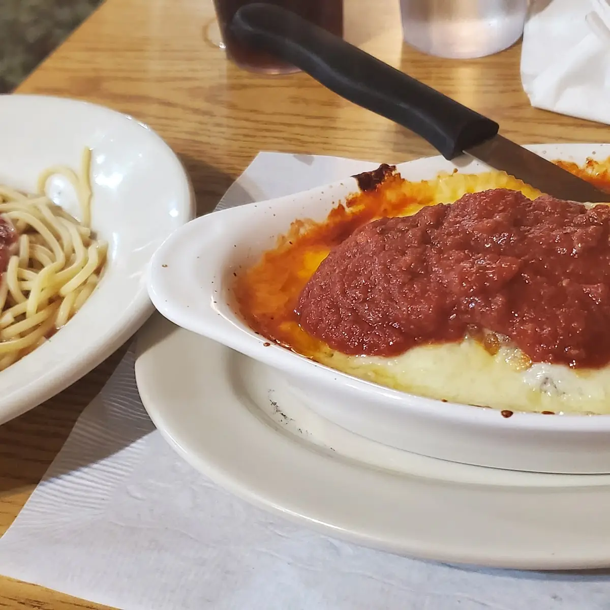 Chicken Parmesan and Spaghetti with Meat Sauce