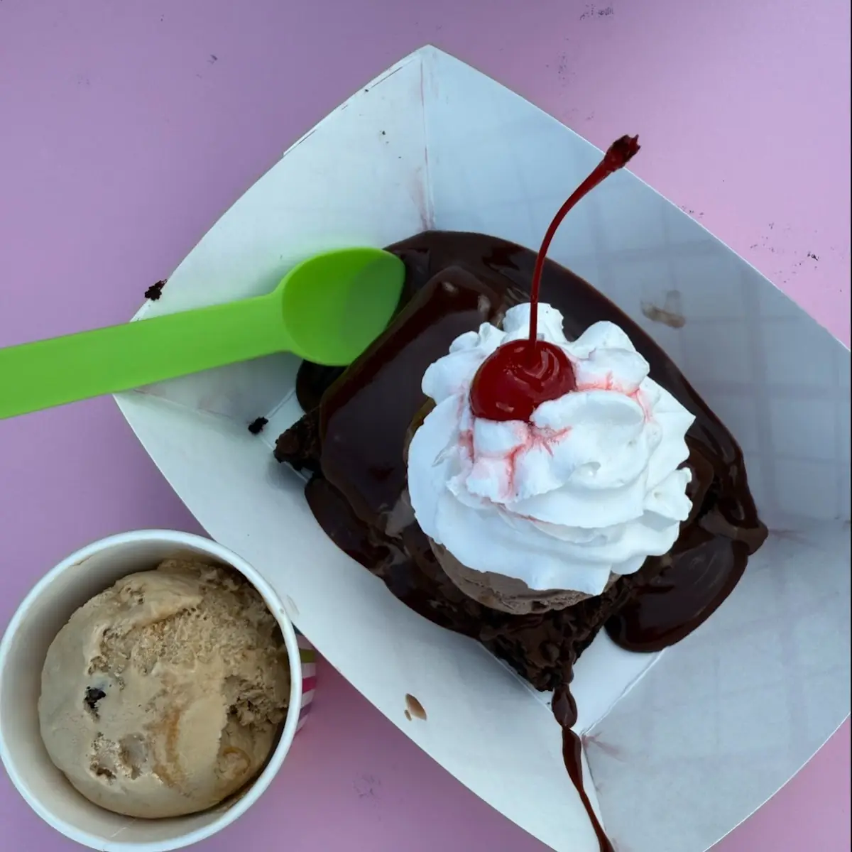 Chocolate Ice Cream with Brownie Sundae