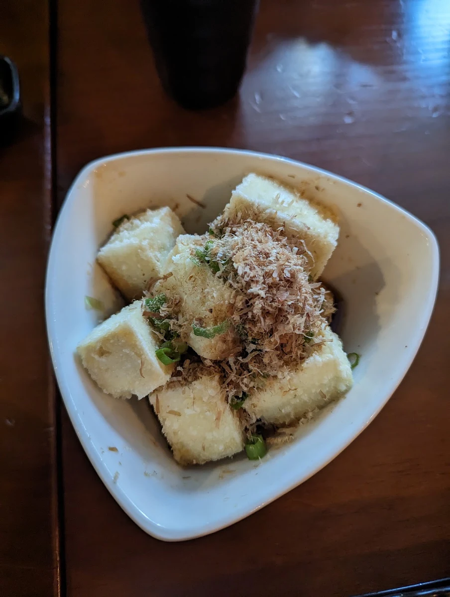 Agedashi Tofu with Bonito Flakes, Sushi California