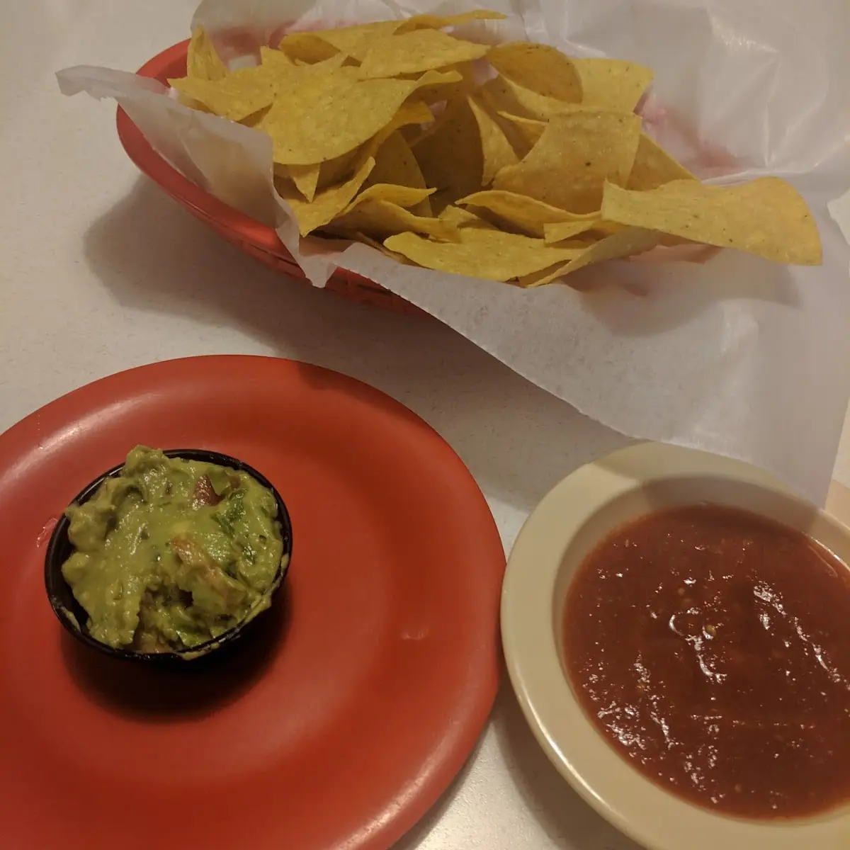 Cheese Dip Guacamole Chips and Salsa
