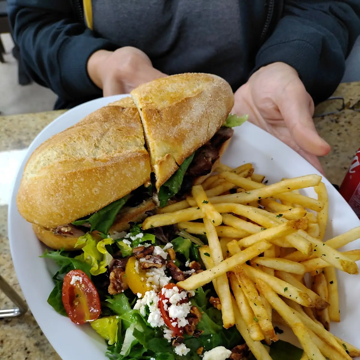 French Dip Sandwich and Salad