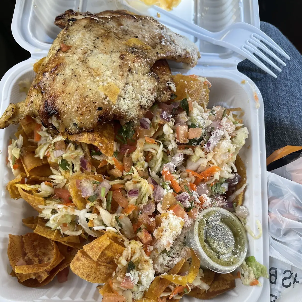 Plátanos de Bolsa Con Pollo Ala Plancha