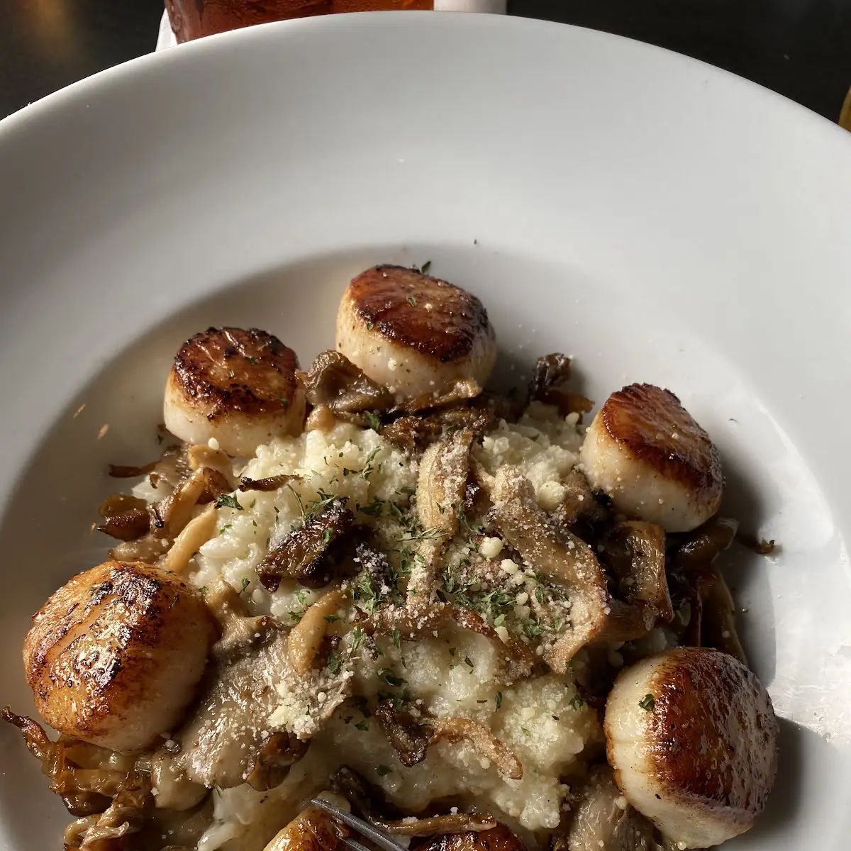 Seared Scallops with Mushroom Risotto