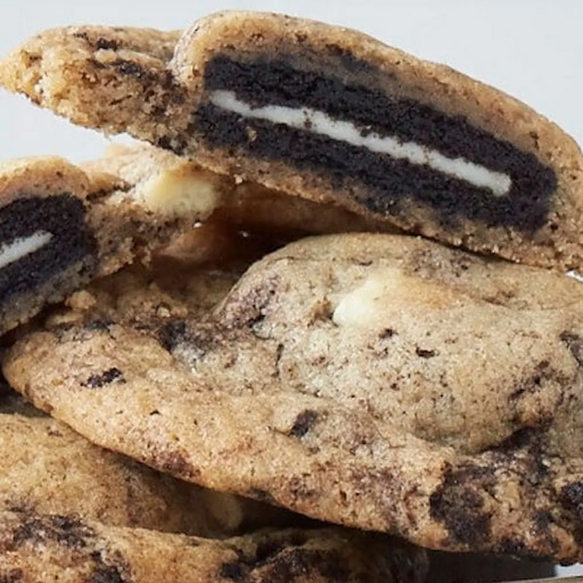 Cookies & Cream Stuffed Cookie Made with Oreo Cookie