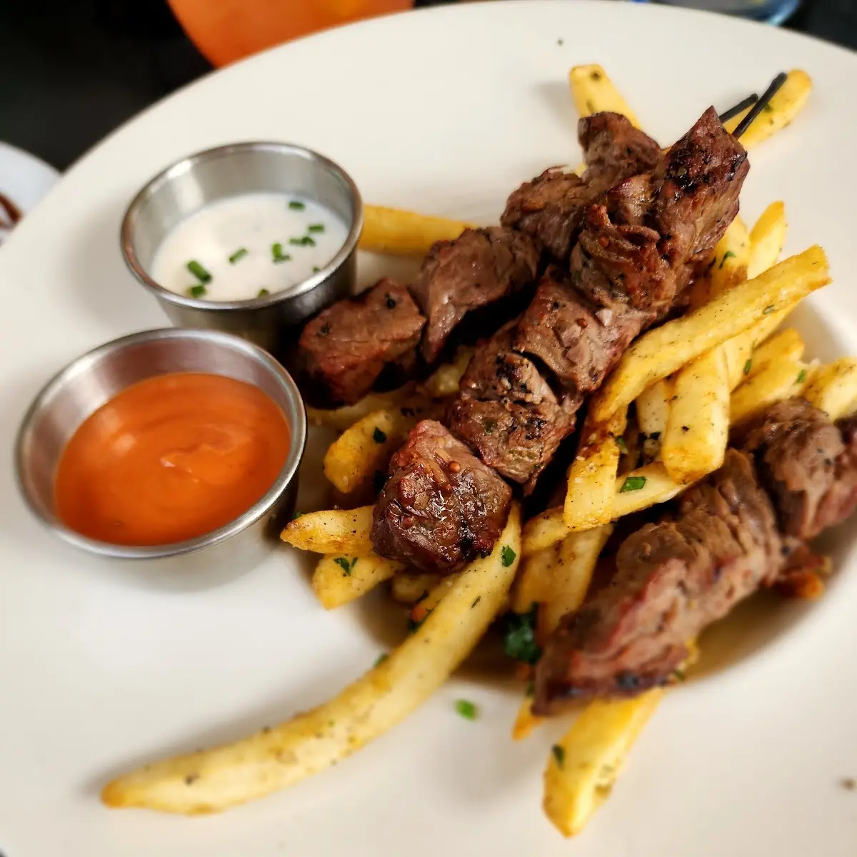 Ribeye Bite Skewers & Fries