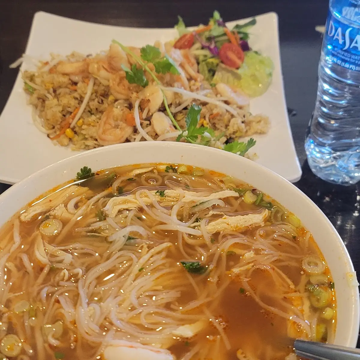 Shrimp Pho and Added 2 Chicken with Shrimp Fried Rice