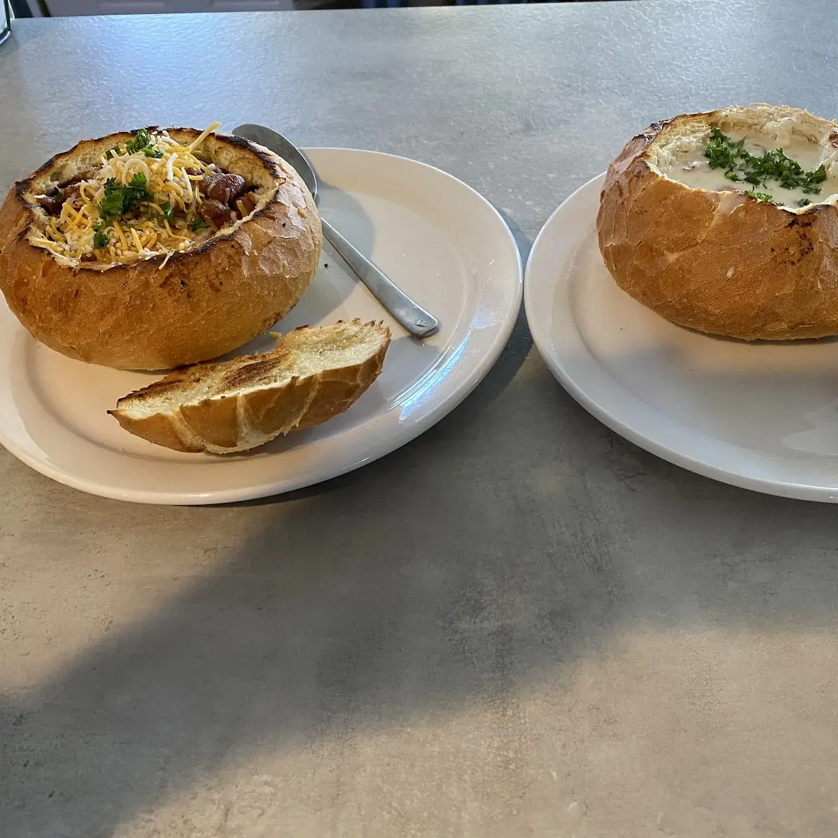 Clam Chowder in a Sourdough Bread Bowl
