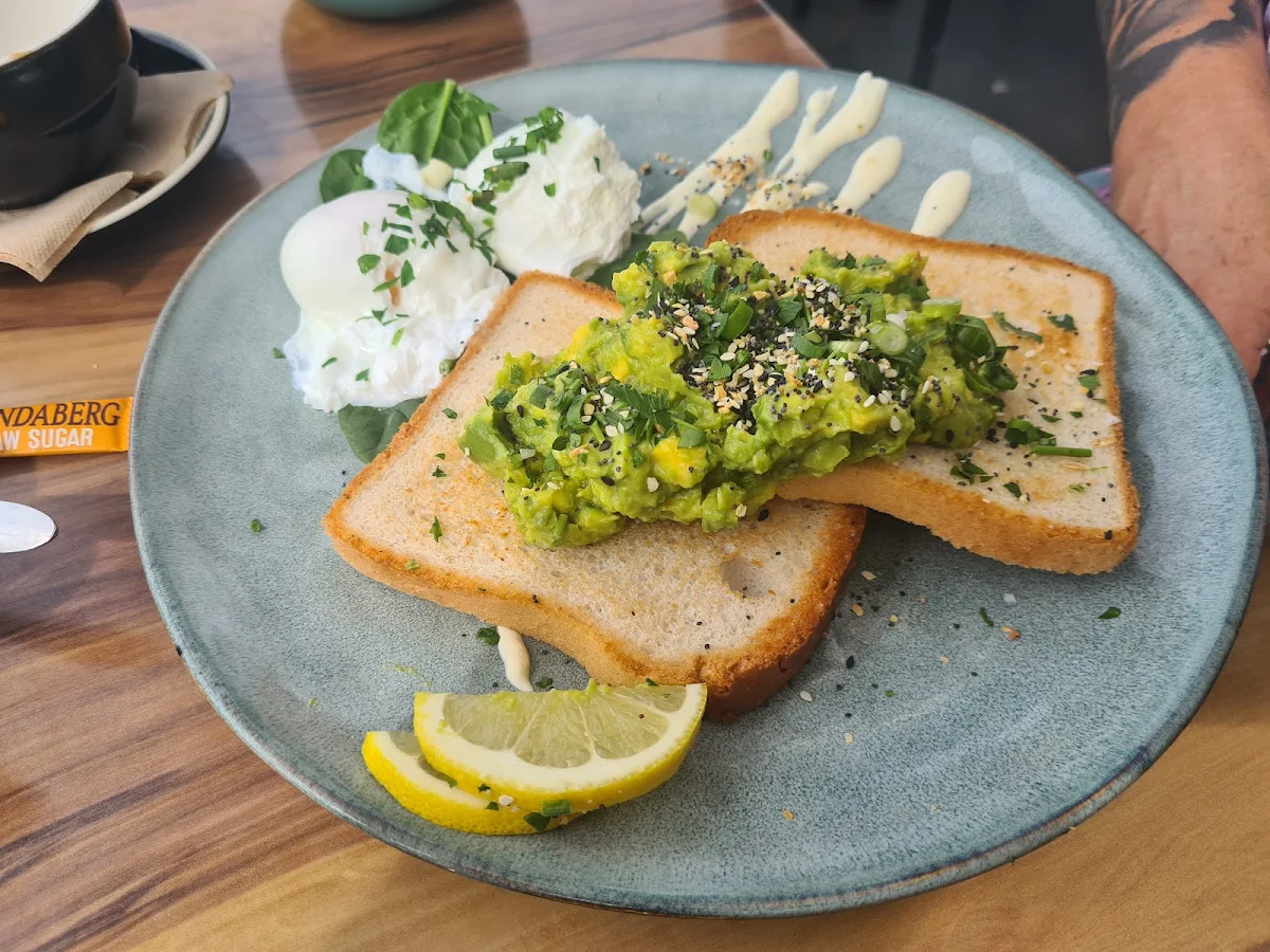Smashed Avo with Poached Eggs, Gamble & Brown Cafe
