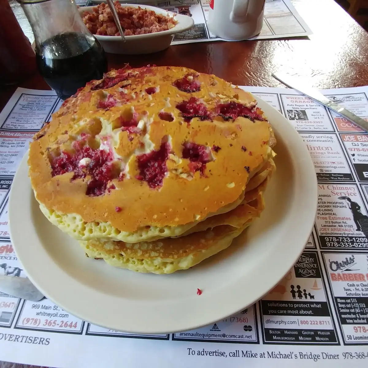 Raspberry White Chocolate Chip Pancakes Weekend Special