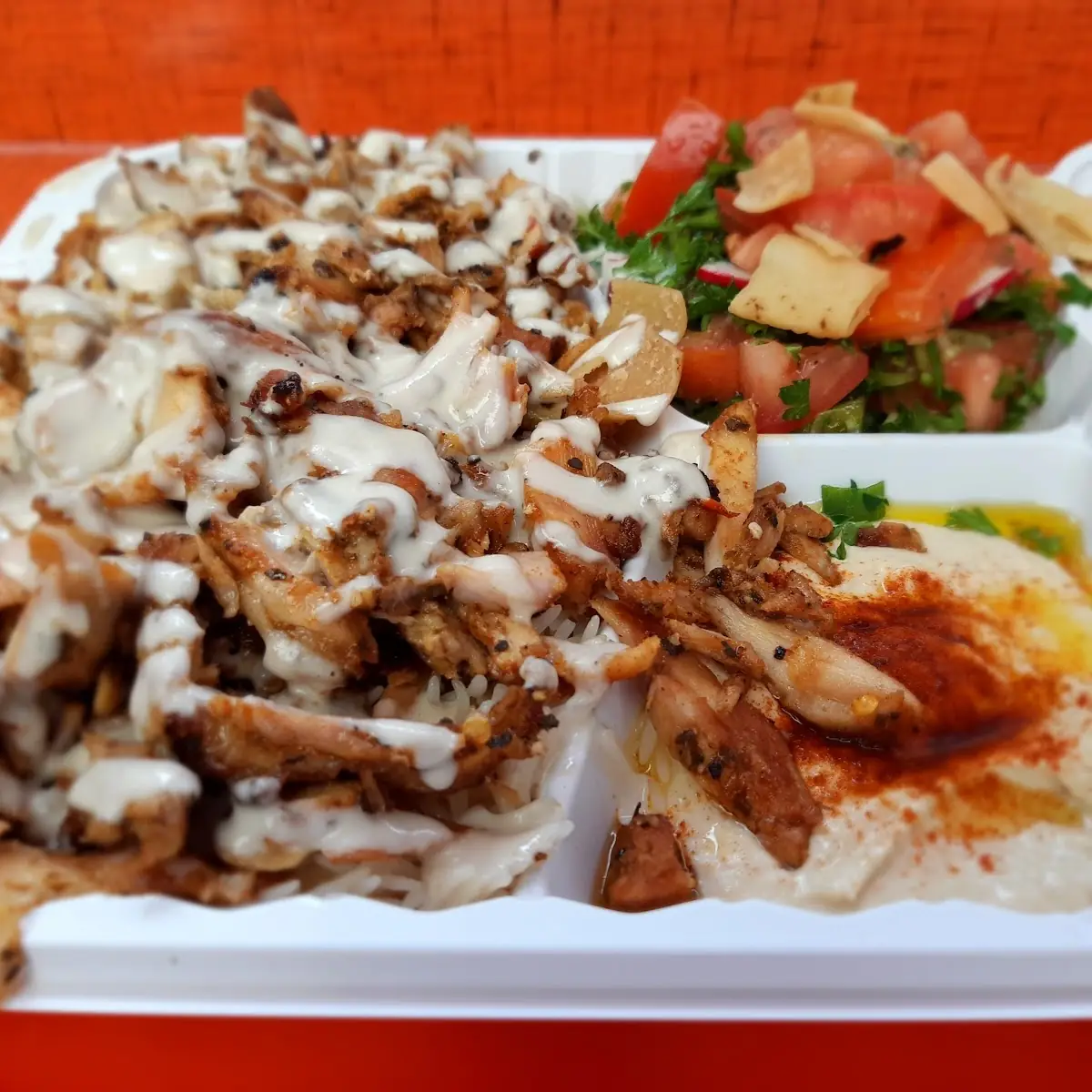 Chicken Shawarma Plate, Mashawee Lebanese Grill (Crispy Falafel)