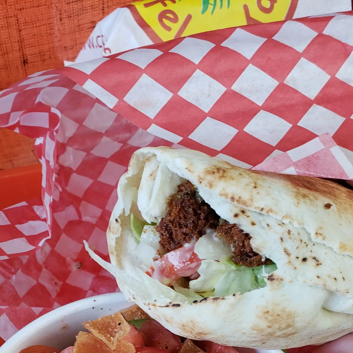 Falafel Wrap, Mashawee Lebanese Grill (Crispy Falafel)