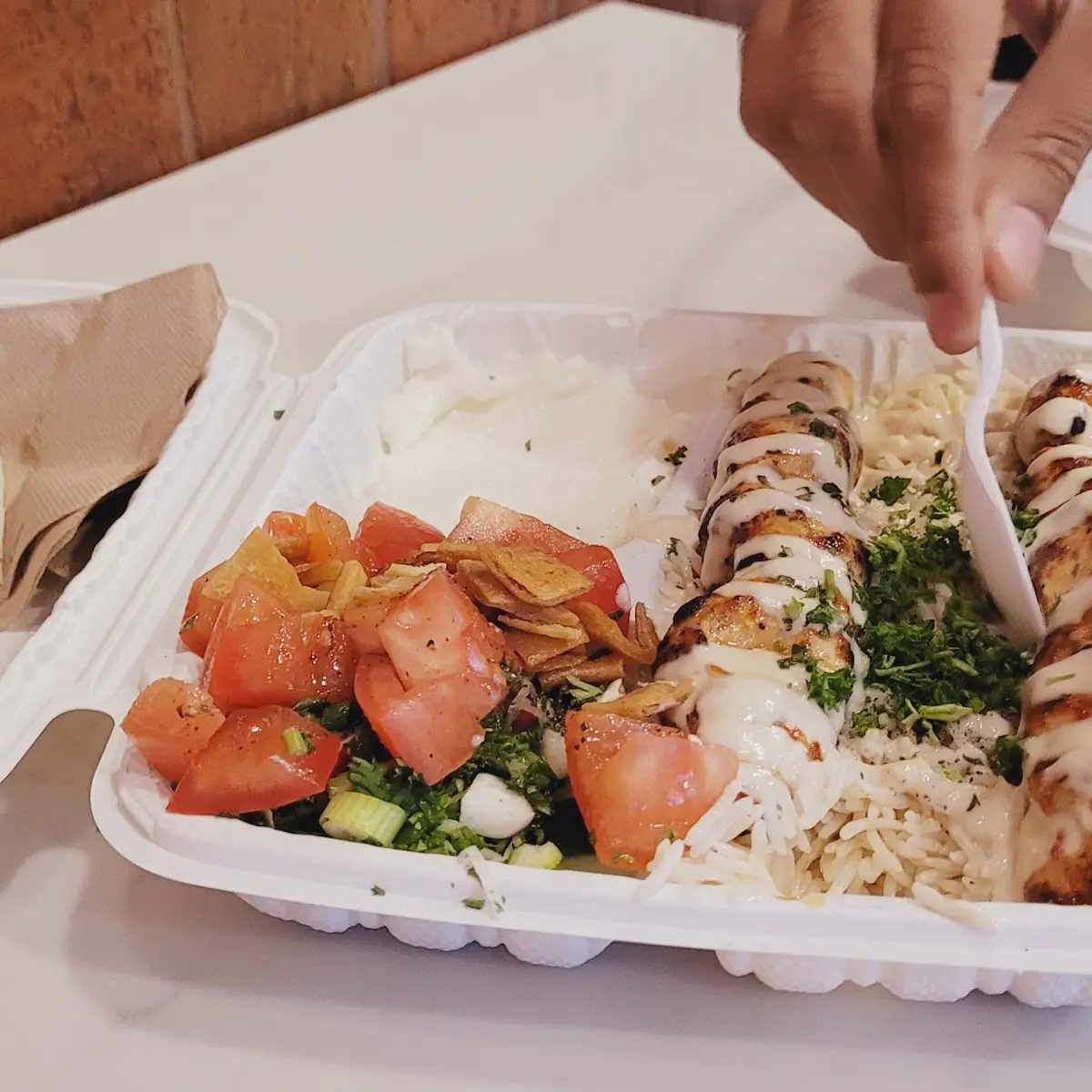 Shish Tawook Chicken Plate, Mashawee Lebanese Grill (Crispy Falafel)