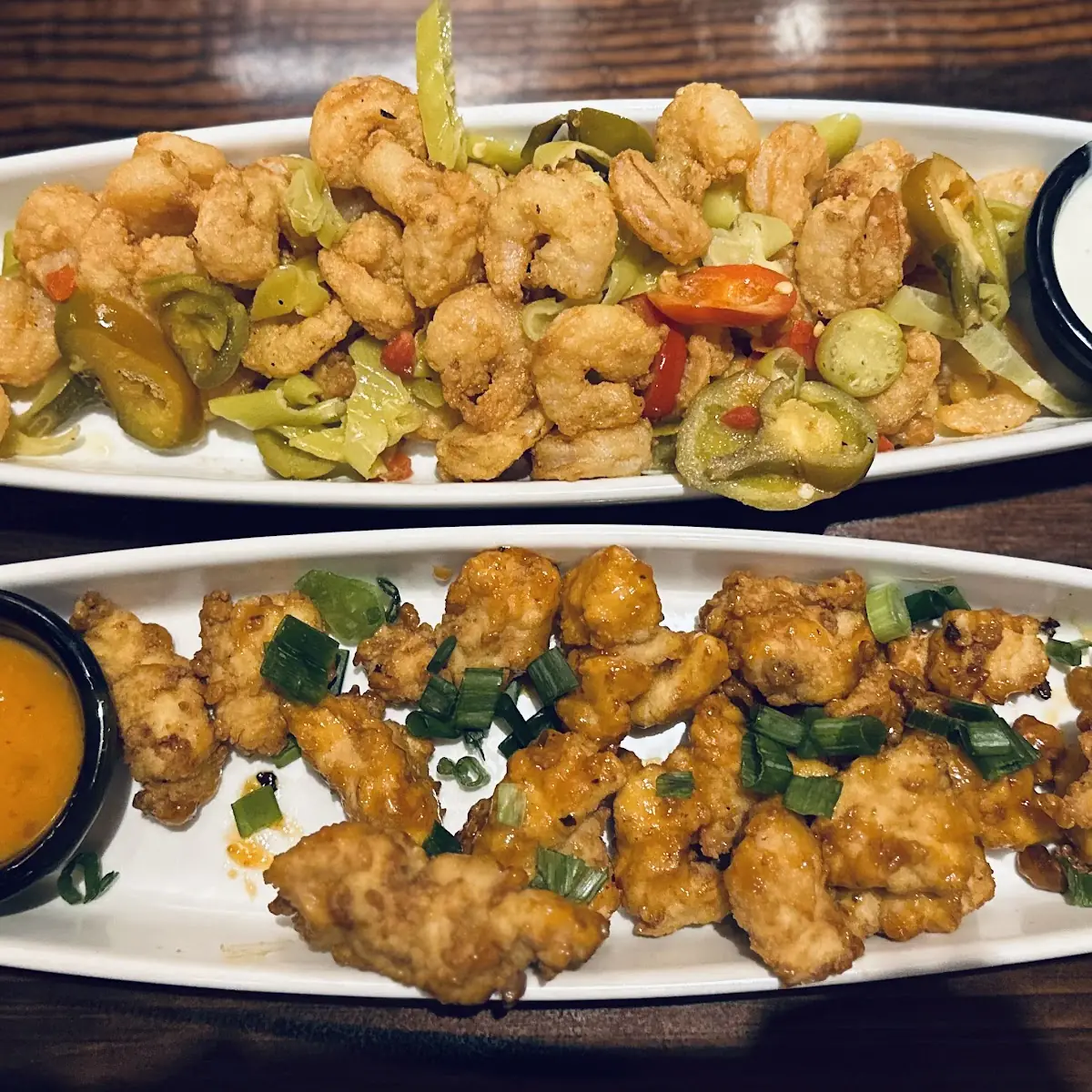 Spicy Chicken Bites and Wild West Shrimp