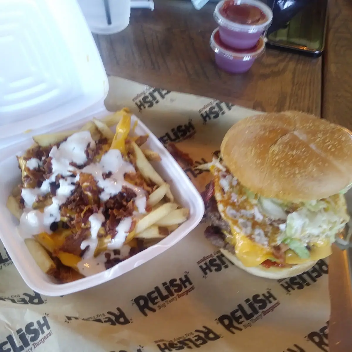 Double Bacon Cheeseburger and Loaded Fries