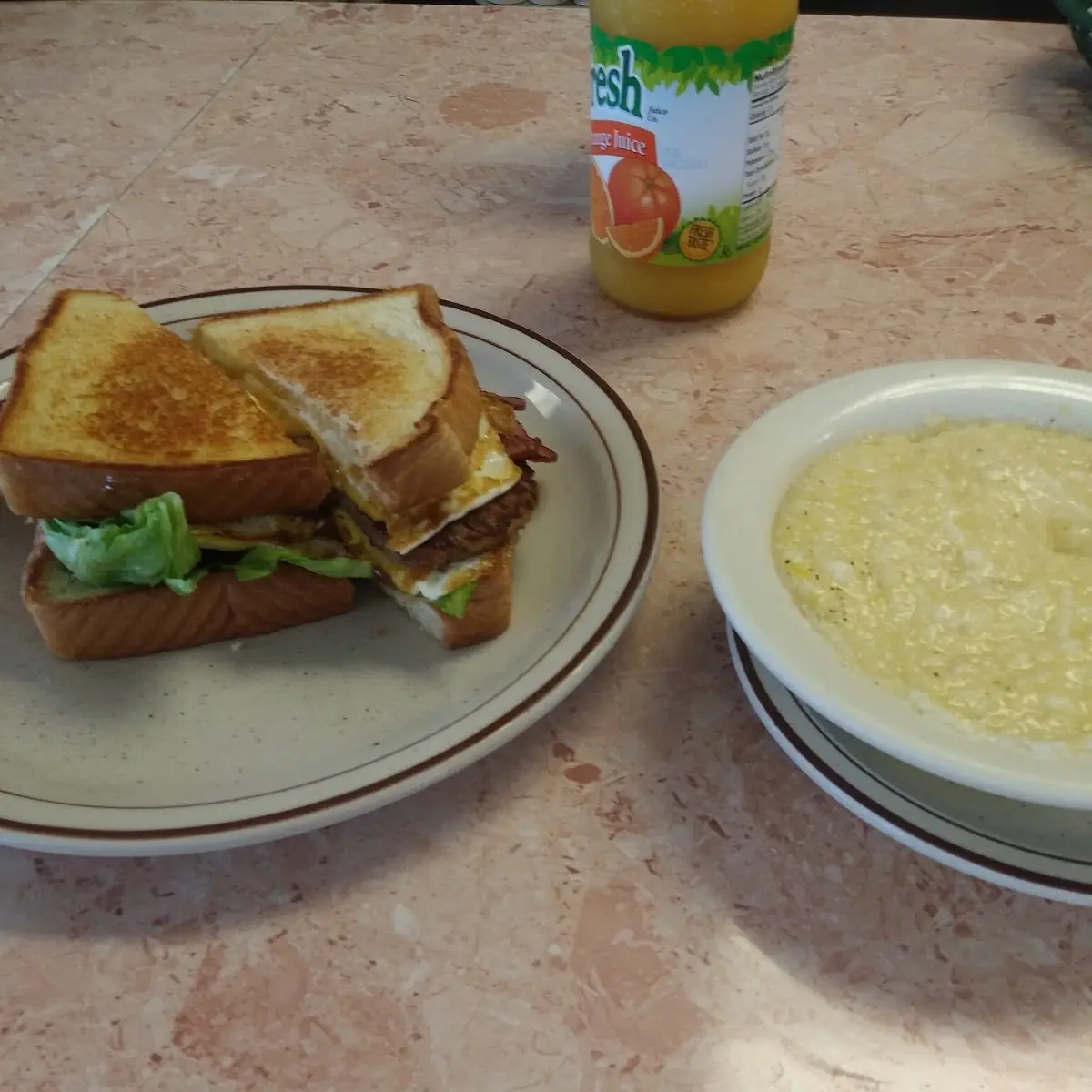 Breakfast Sandwich and Grits