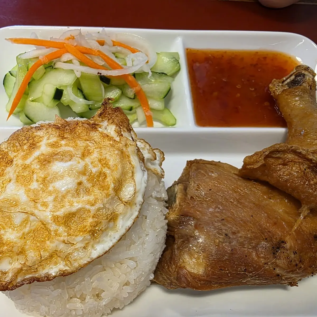 Crispy Chicken Quarter Leg Sticky Rice Plate