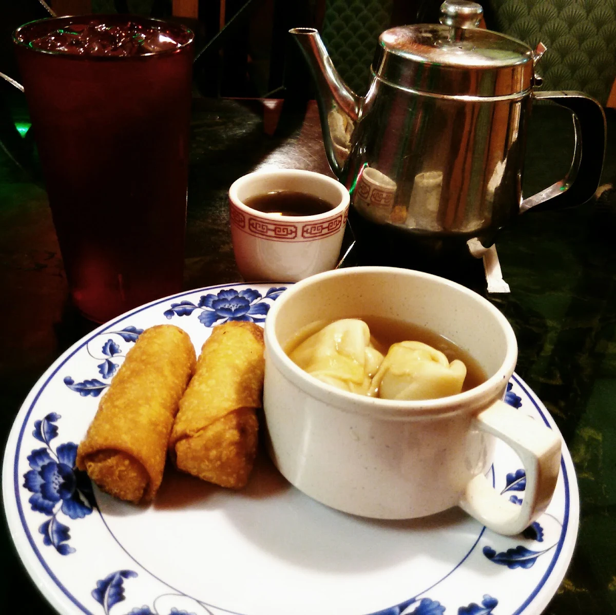 Wonton Soup and Spring Roll