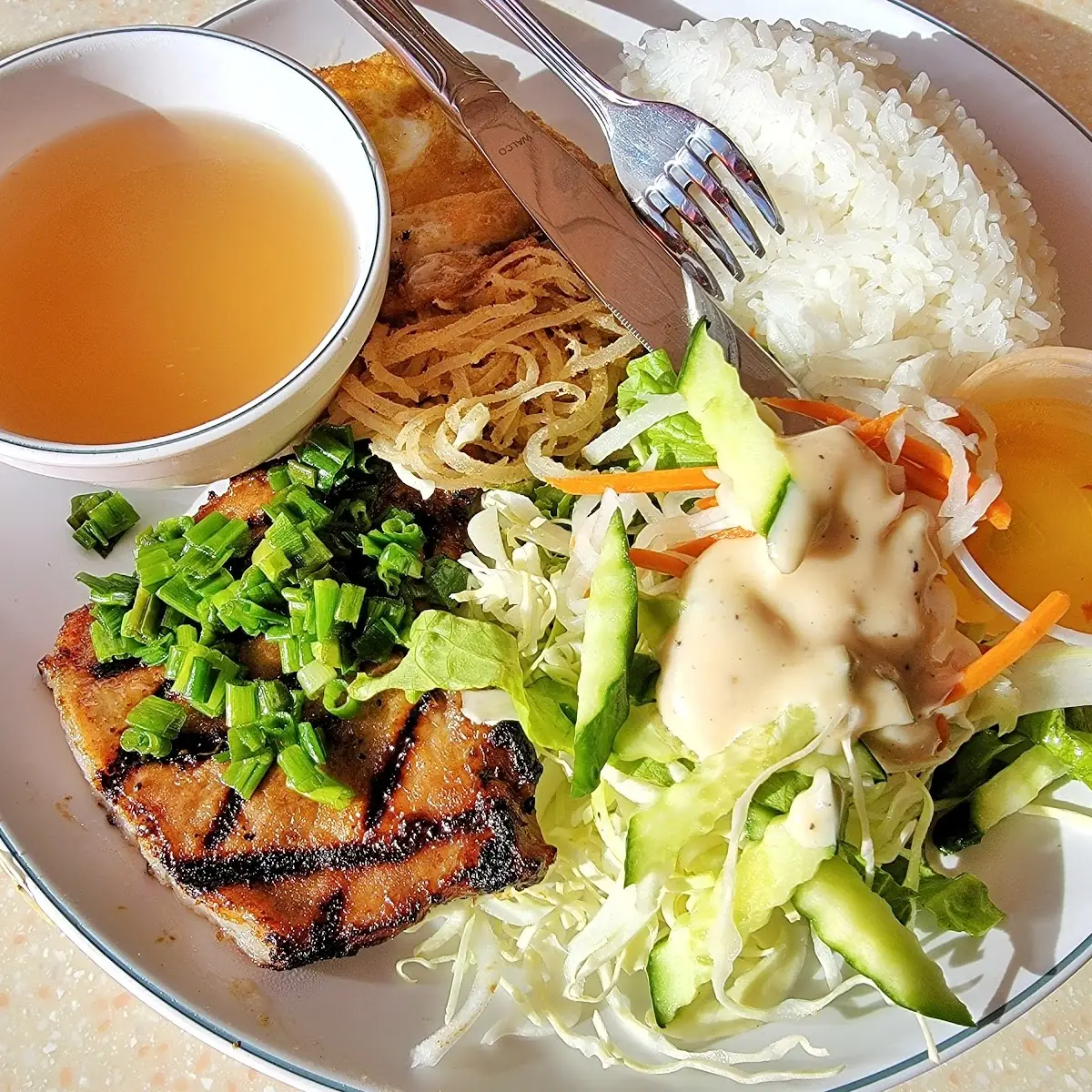 Rice with Char-Broiled Pork and Fried Egg