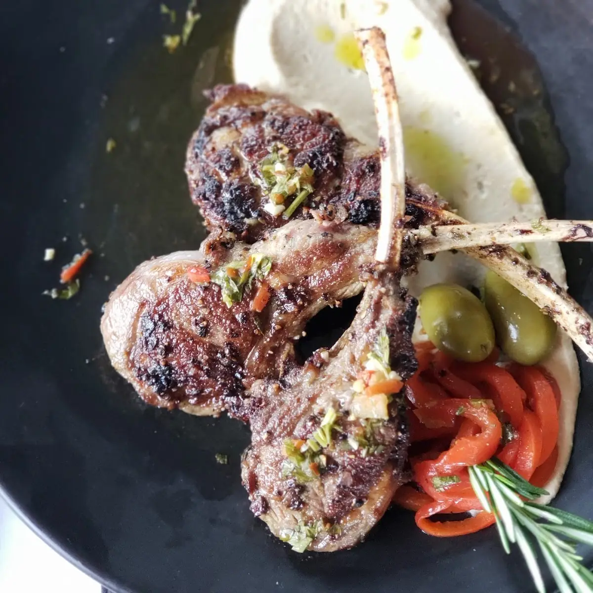 Lamb Chops Fig Mint Jam Red Wine Demi Glaze Sauce