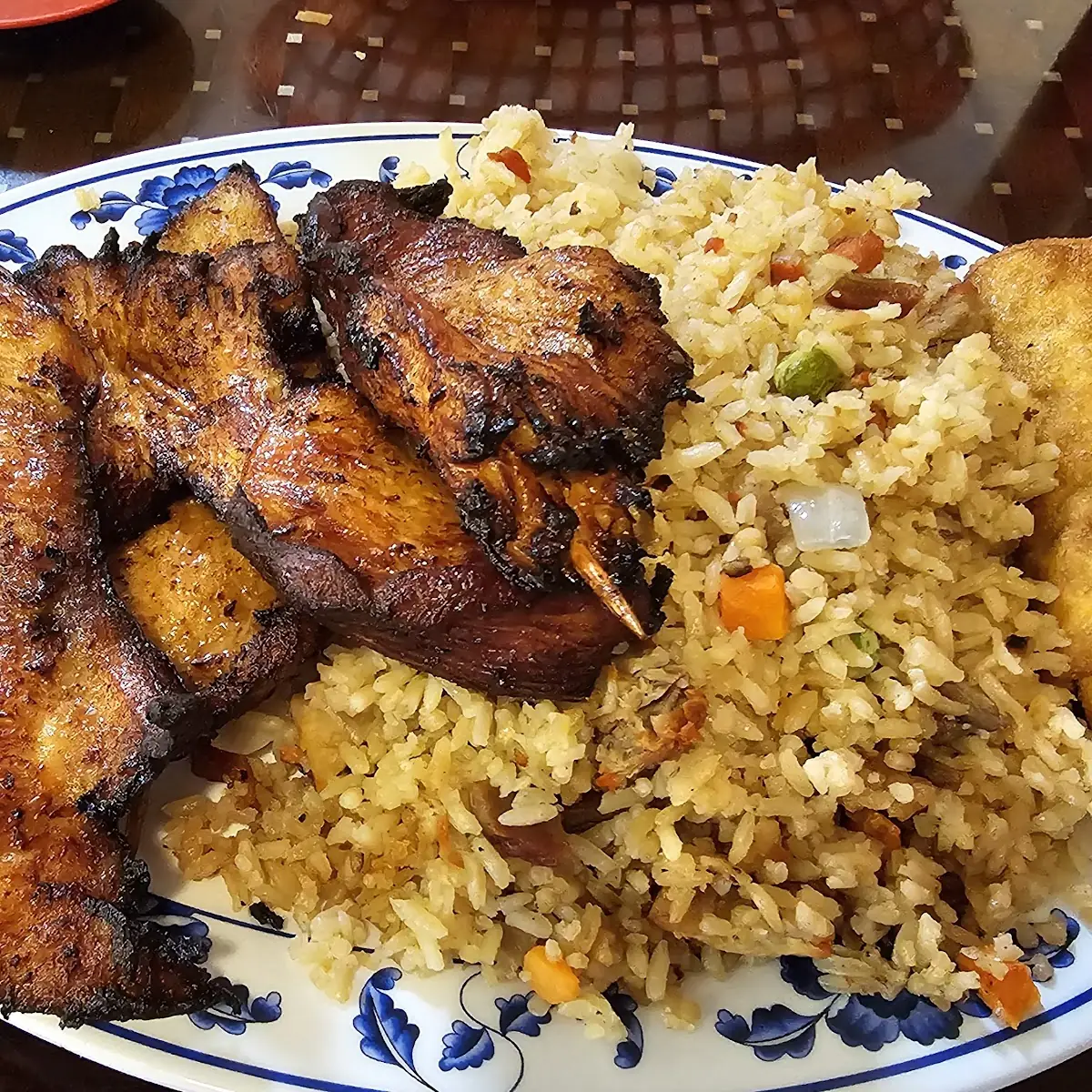 Chicken Wings Fried Rice and Egg Roll