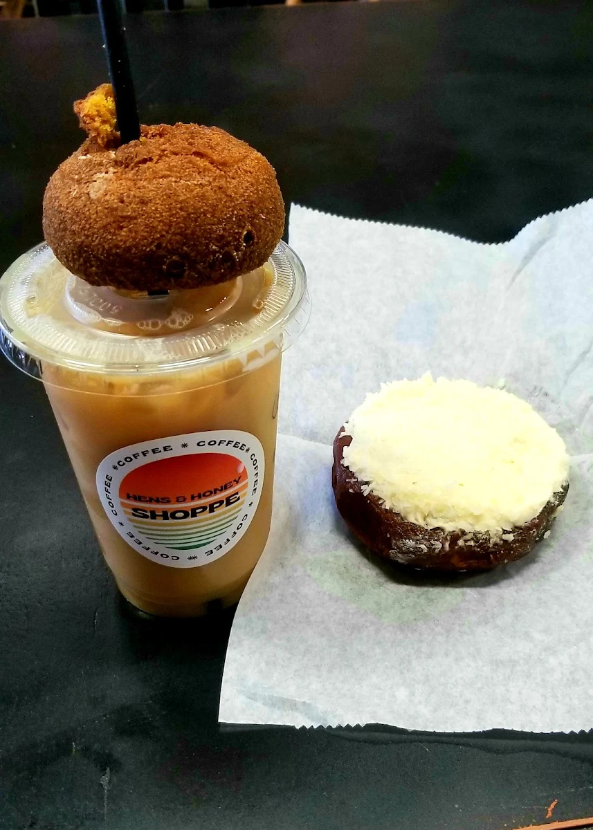 Iced Coffee with Coconut Cinnamon Roll
