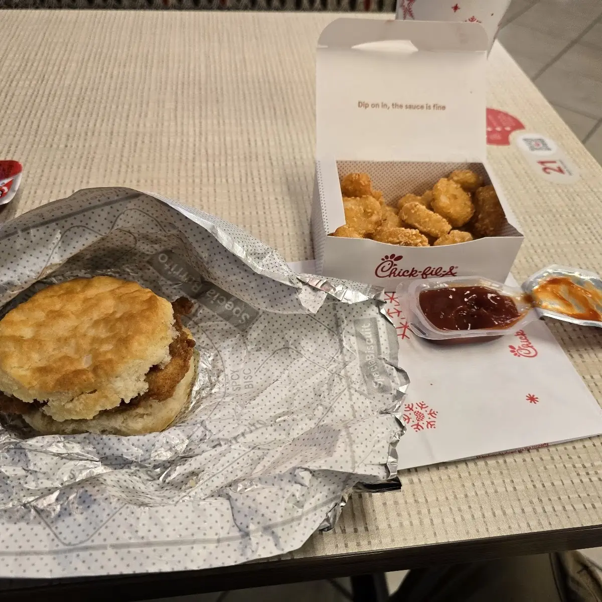 Chicken Biscuit and Hash Browns