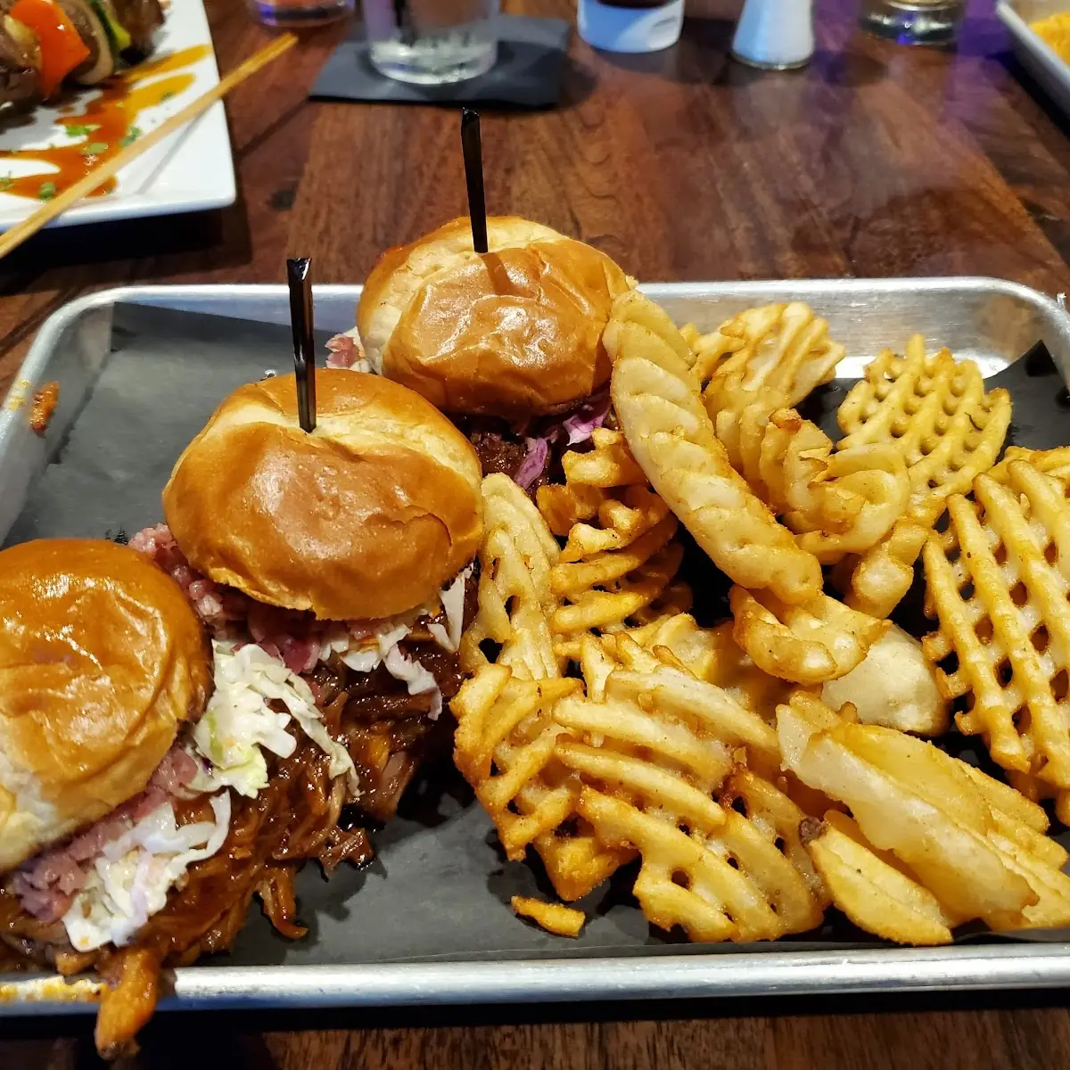 Pork Sliders w Waffle Fries