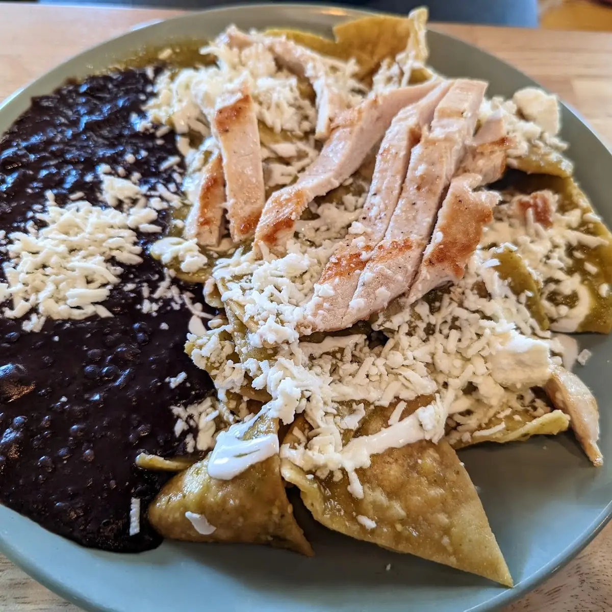 Green Chilaquiles with Fried Eggs