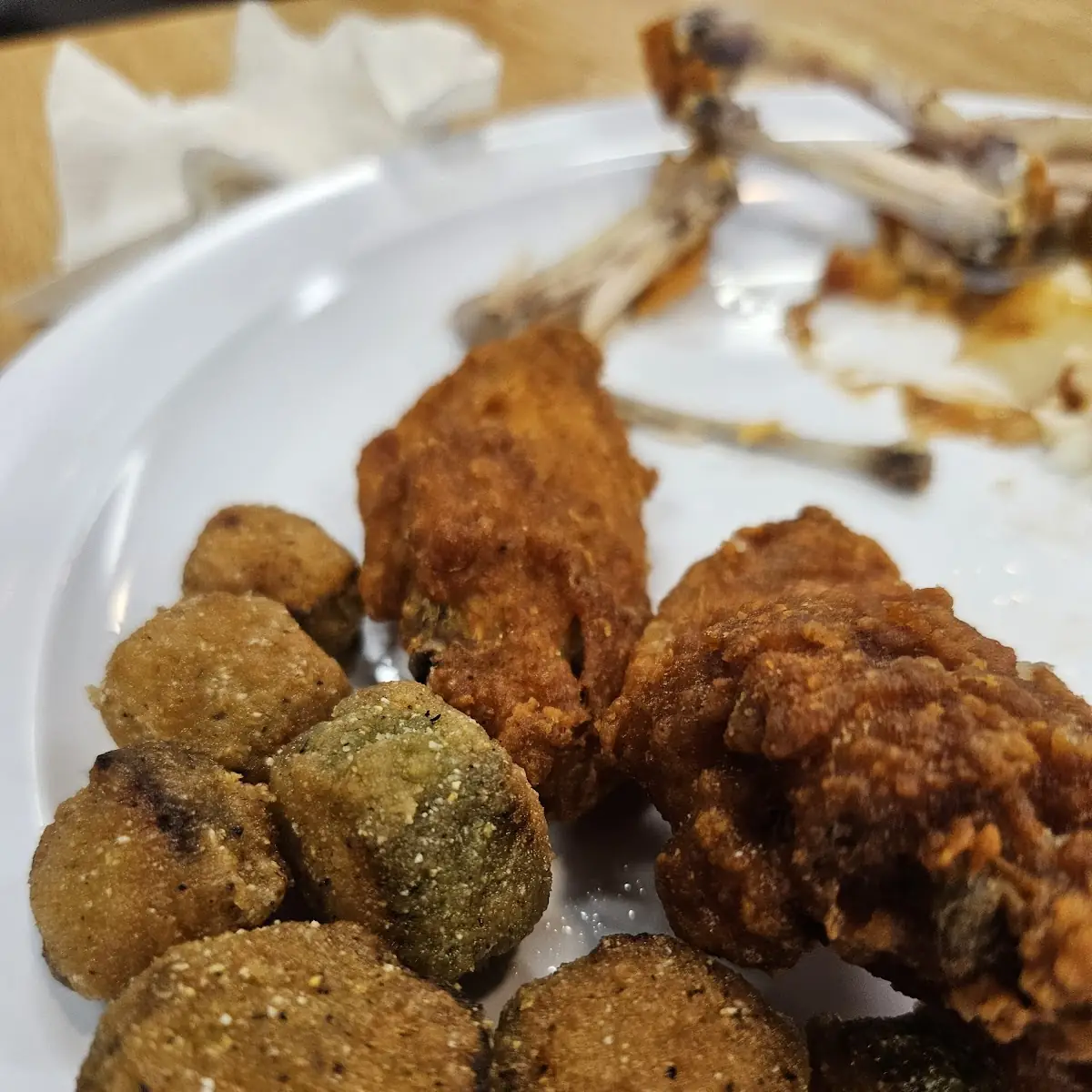 Fried Okra and Buffalo Wings